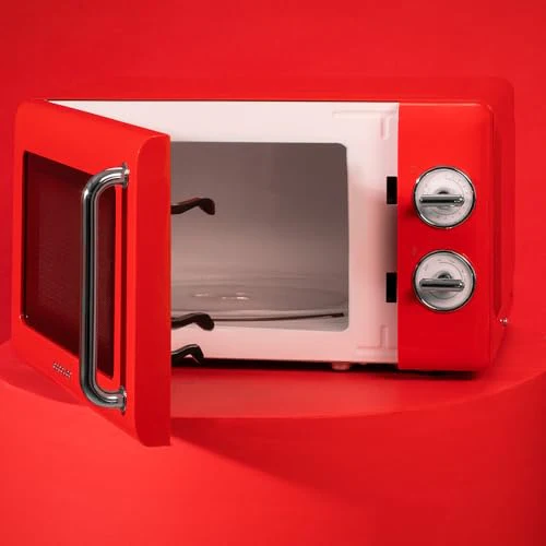 Cecotec Mikrowelle Proclean 3010 Mechanische, 20 l, Retro, 700 W, 6 Stufen, Timer bis zu 30 Minuten, Auftaumodus, Vintage-Design in Rot, Stahl-Finish - Image 3
