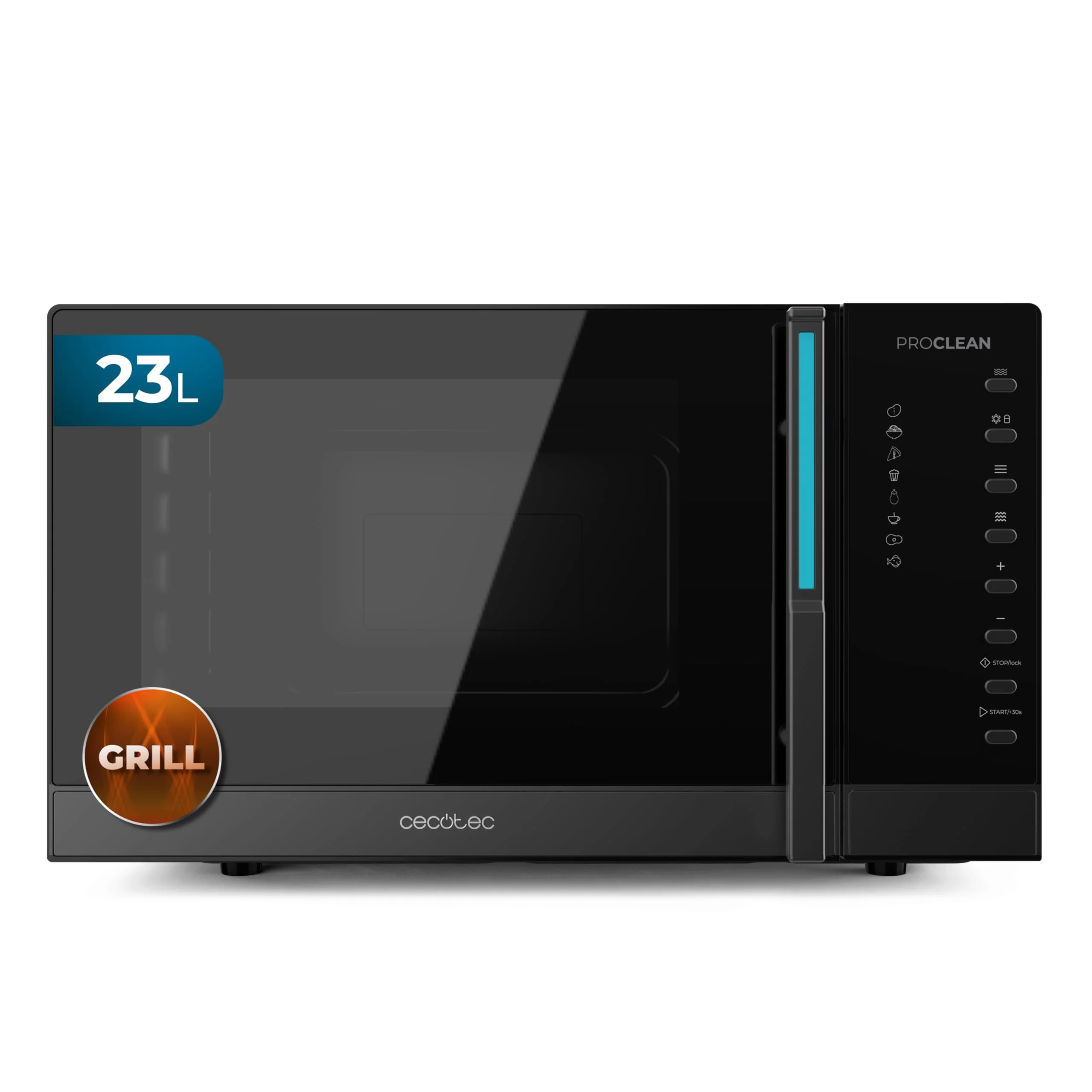 Cecotec Proclean 5130 Digitale Mikrowelle mit Grill, 23 l, 800 W und 1000 W Grill, Gleichmäßiges Kochen, 5 Leistungsstufen, Auftaufunktion, Timer 60 Minuten, Drehteller 285 mm
