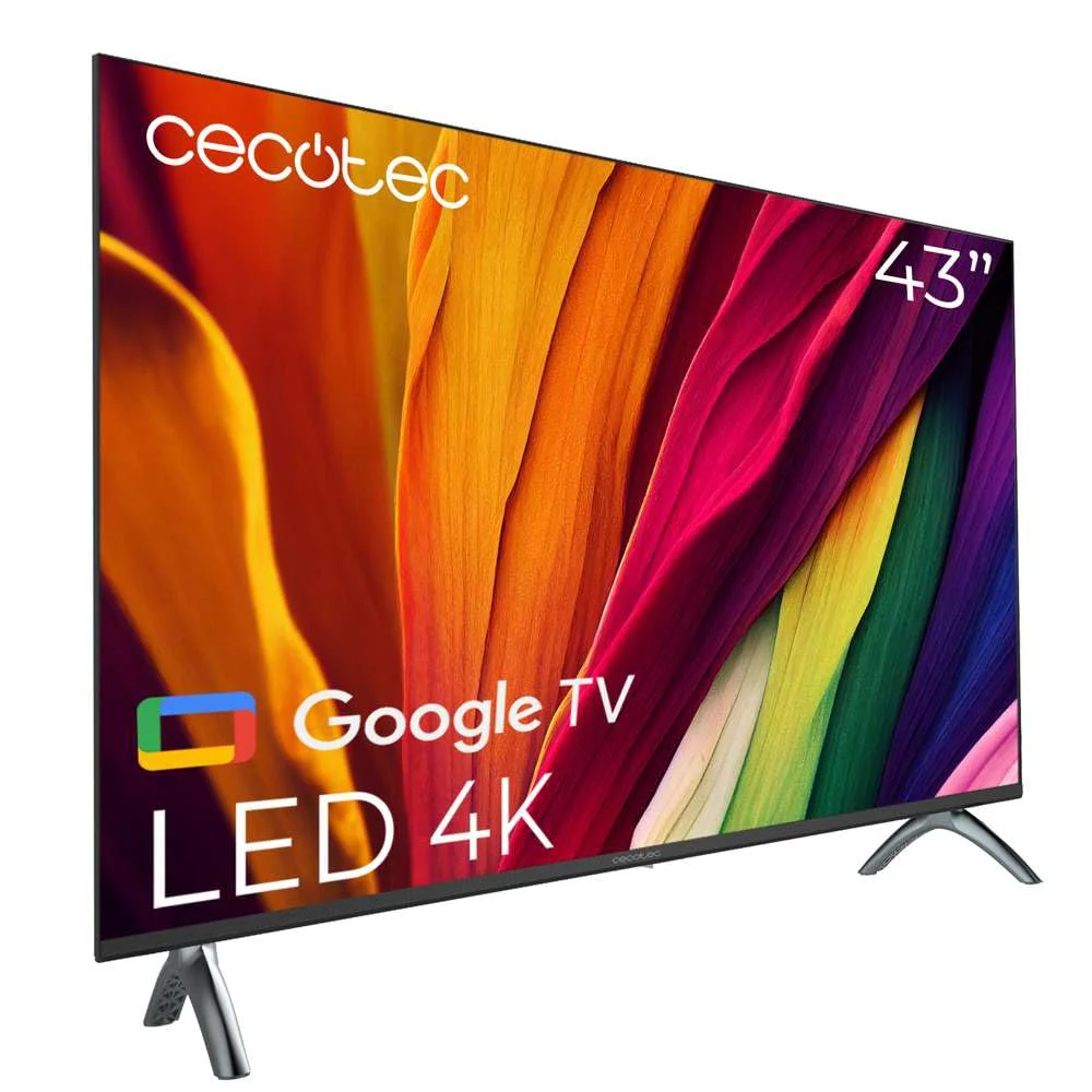 Cecotec Smart TV - LED-Fernseher mit 43 Zoll, 4K UHD-Auflösung - A4 Serie ALU40043. Google TV, Dolby Audio, HDMI 2.1, USB 3.0, HDR10, 16 GB ROM, Google Voice Assistant und Chromecast