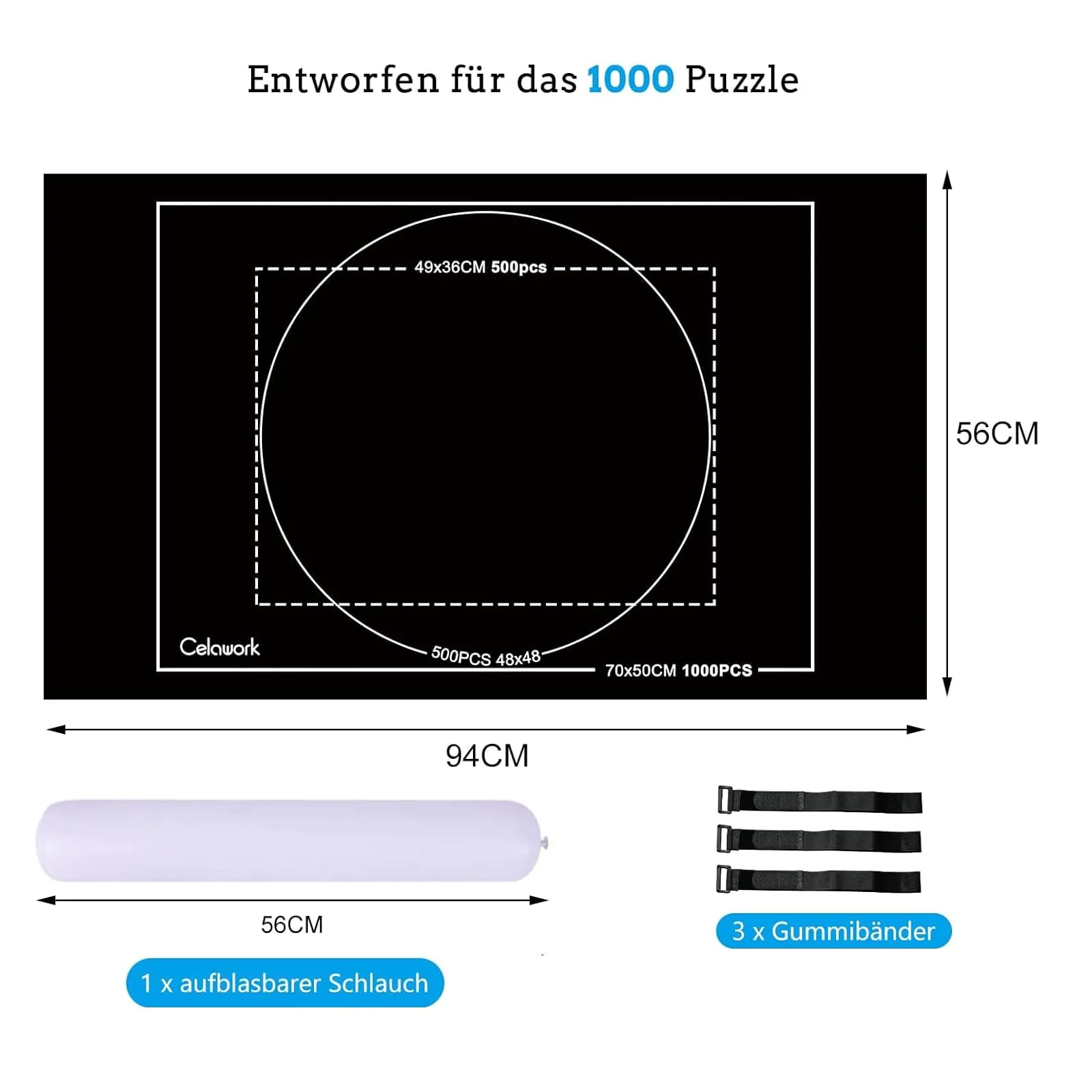 Celawork Puzzlematte für BIS 200, 500, 1000 Teile - Puzzleunterlage Rollmatte zum Aufbewahren (Schwarz, für 1000) - Image 7