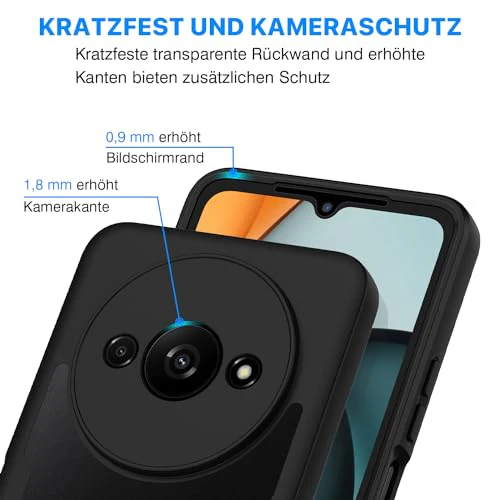 CENHUFO für Xiaomi Redmi A3 Hülle, 360 Grad Schutzhülle mit Eingebautem Displayschutz, Robust Stoßfest Panzerhülle Bumper Cover Outdoor Case Ganzkörper Handyhülle für Xiaomi Redmi A3 - Schwarz - Image 11