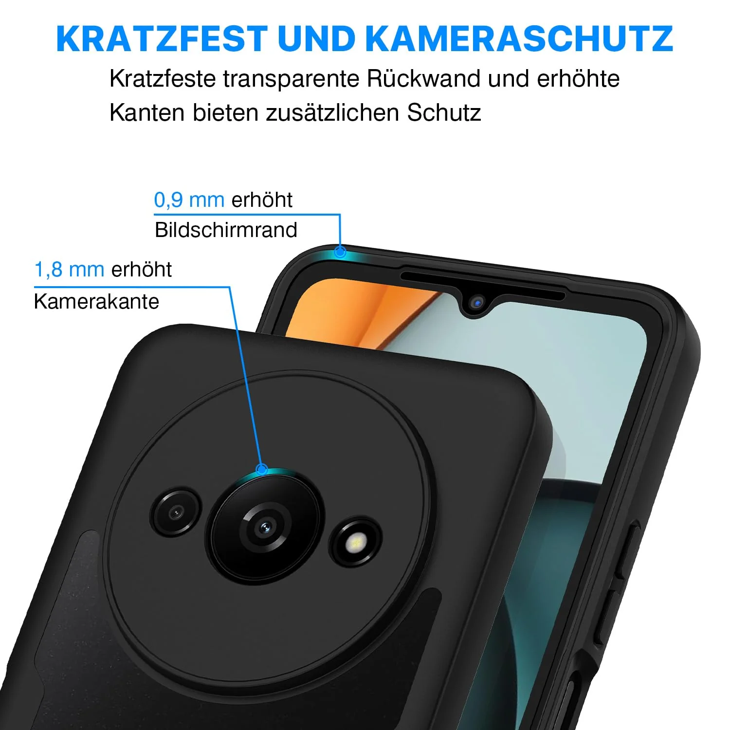 CENHUFO für Xiaomi Redmi A3 Hülle, 360 Grad Schutzhülle mit Eingebautem Displayschutz, Robust Stoßfest Panzerhülle Bumper Cover Outdoor Case Ganzkörper Handyhülle für Xiaomi Redmi A3 - Schwarz - Image 14