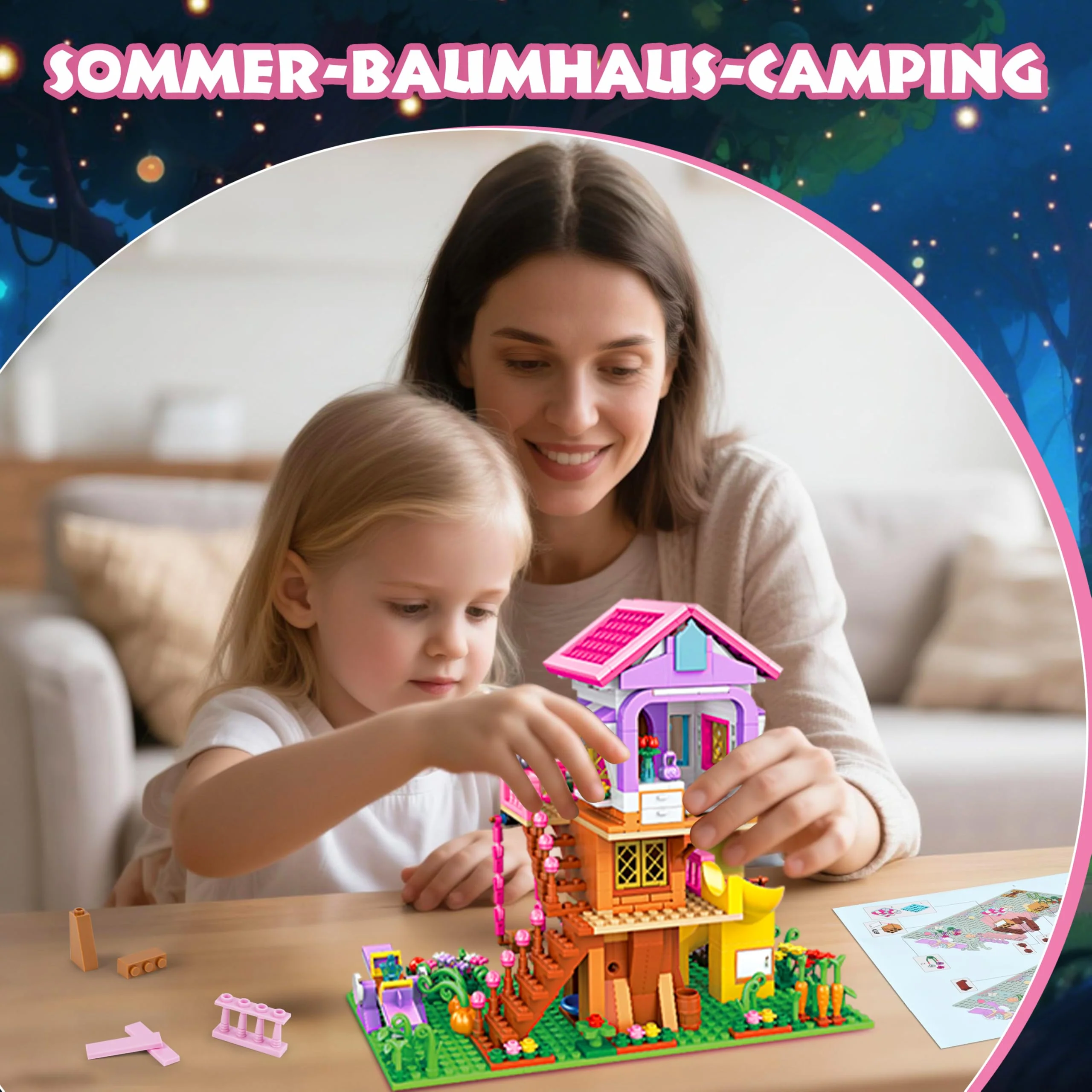 Charmofun Baumhaus Bausteine Set mit LED Licht, 685 Teile Klemmbausteine Haus, Technik Baumhaus mit Rutsche, Haus Bauspielzeug Geschenke für Kinder Mädchen Jungen ab 8 9 10 11 12+ Jahre - Image 3
