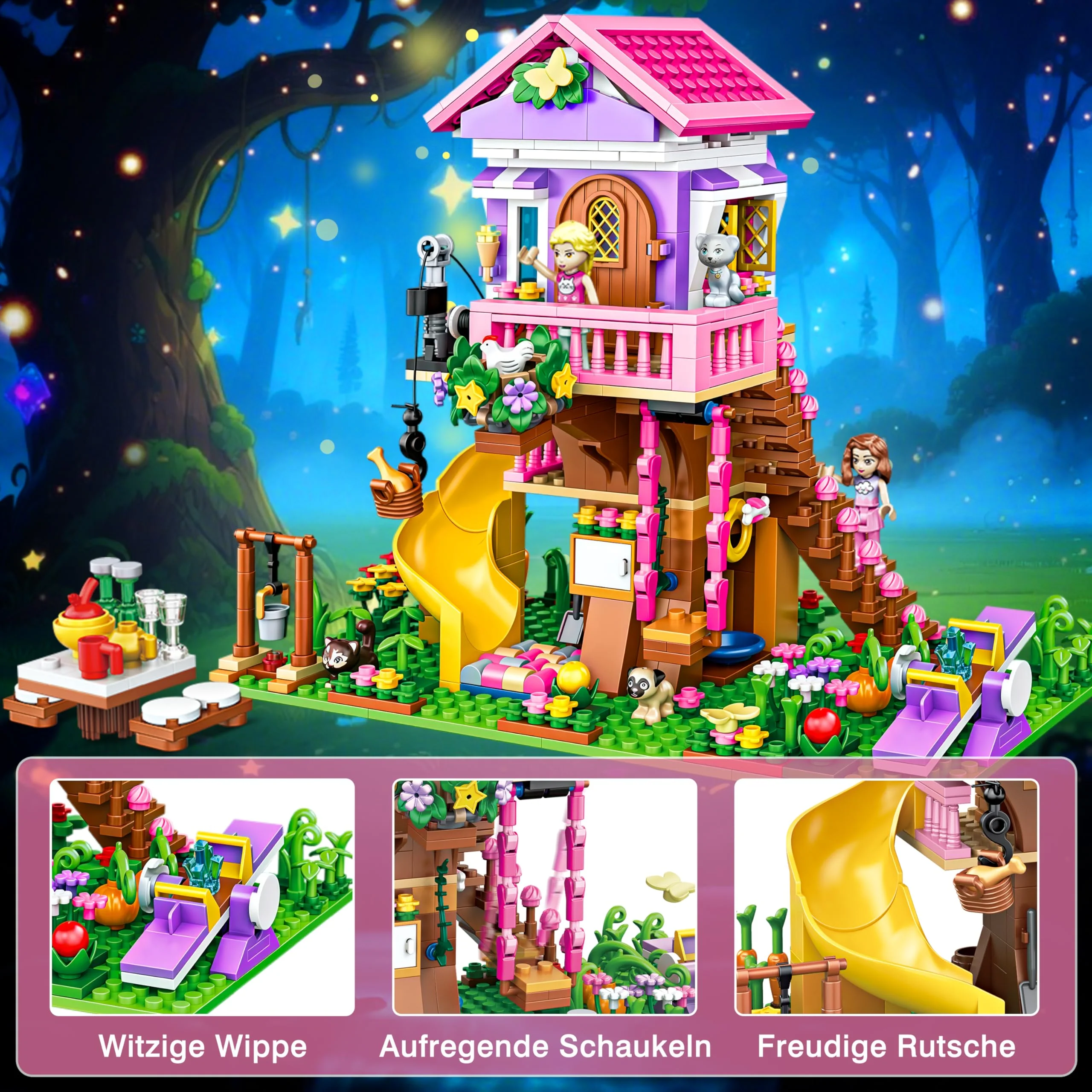 Charmofun Baumhaus Bausteine Set mit LED Licht, 685 Teile Klemmbausteine Haus, Technik Baumhaus mit Rutsche, Haus Bauspielzeug Geschenke für Kinder Mädchen Jungen ab 8 9 10 11 12+ Jahre - Image 5