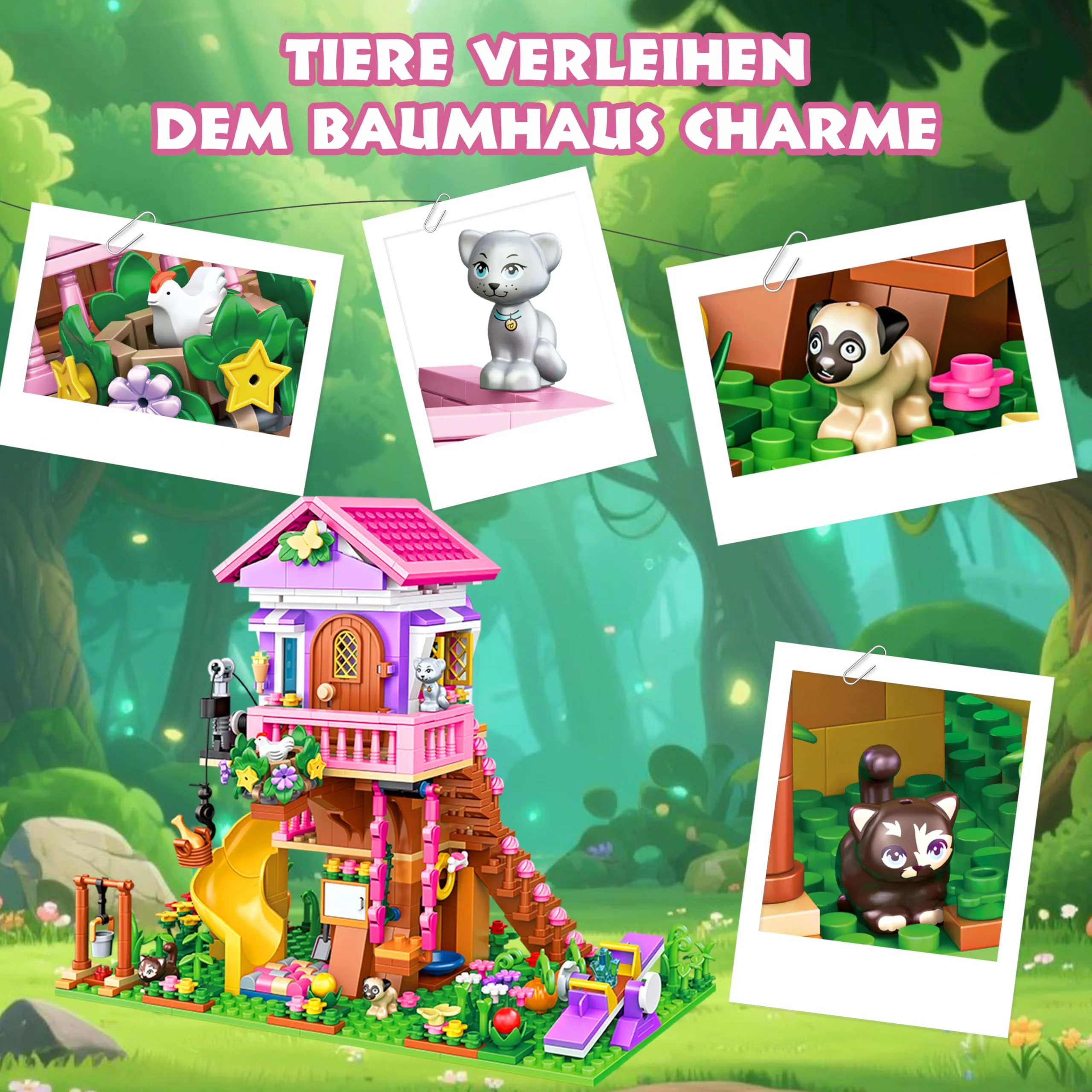 Charmofun Baumhaus Bausteine Set mit LED Licht, 685 Teile Klemmbausteine Haus, Technik Baumhaus mit Rutsche, Haus Bauspielzeug Geschenke für Kinder Mädchen Jungen ab 8 9 10 11 12+ Jahre - Image 6