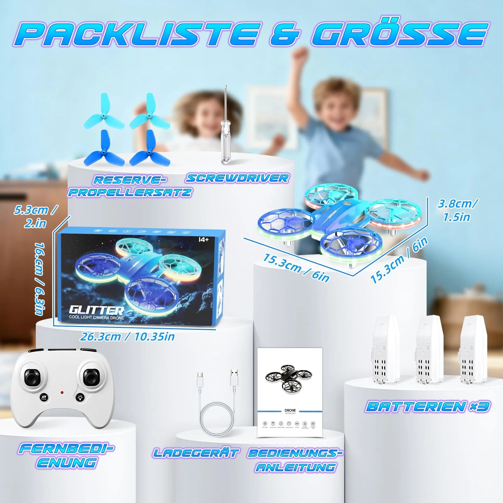 Charmofun Mini Drohne für Kinder, Drone kinder mit 360° Flips, Indoor Outdoor RC Drone mit 4 LED-Licht, 3 Akku, RC Flugzeug Quadrocopter Geschenke für Jungen ab 6 + Jahre und Anfänger - Image 4
