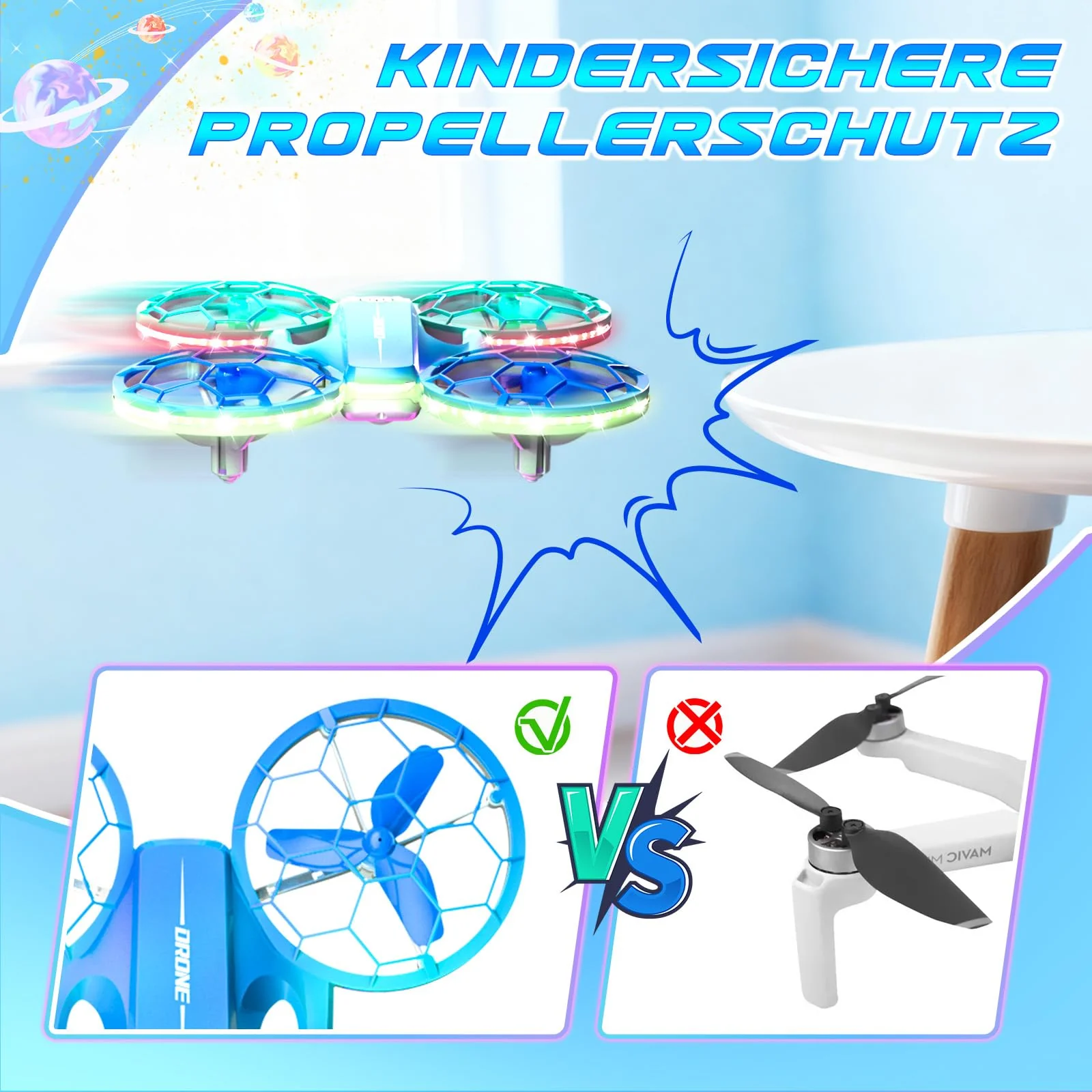 Charmofun Mini Drohne für Kinder, Drone kinder mit 360° Flips, Indoor Outdoor RC Drone mit 4 LED-Licht, 3 Akku, RC Flugzeug Quadrocopter Geschenke für Jungen ab 6 + Jahre und Anfänger - Image 7