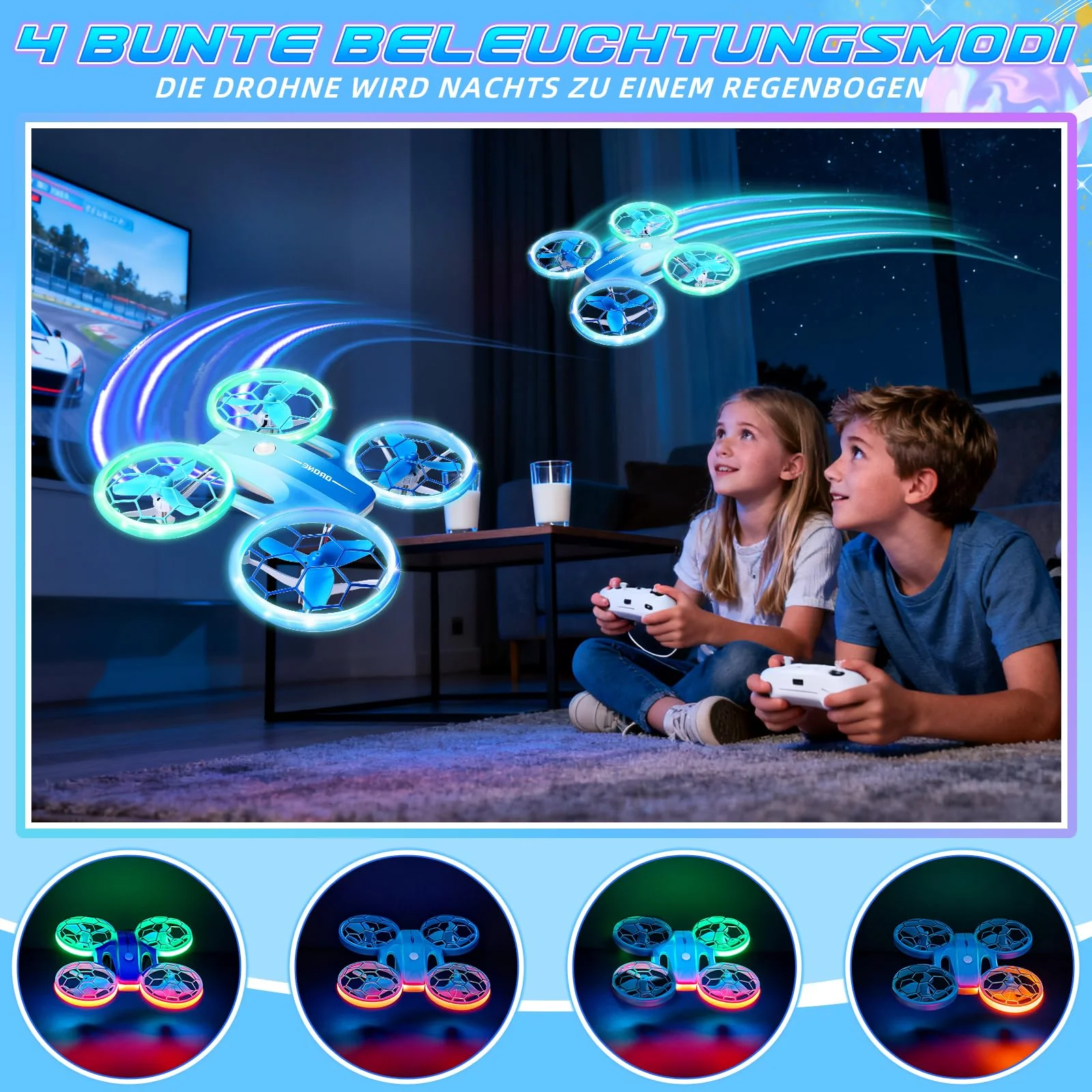Charmofun Mini Drohne für Kinder, Drone kinder mit 360° Flips, Indoor Outdoor RC Drone mit 4 LED-Licht, 3 Akku, RC Flugzeug Quadrocopter Geschenke für Jungen ab 6 + Jahre und Anfänger - Image 9