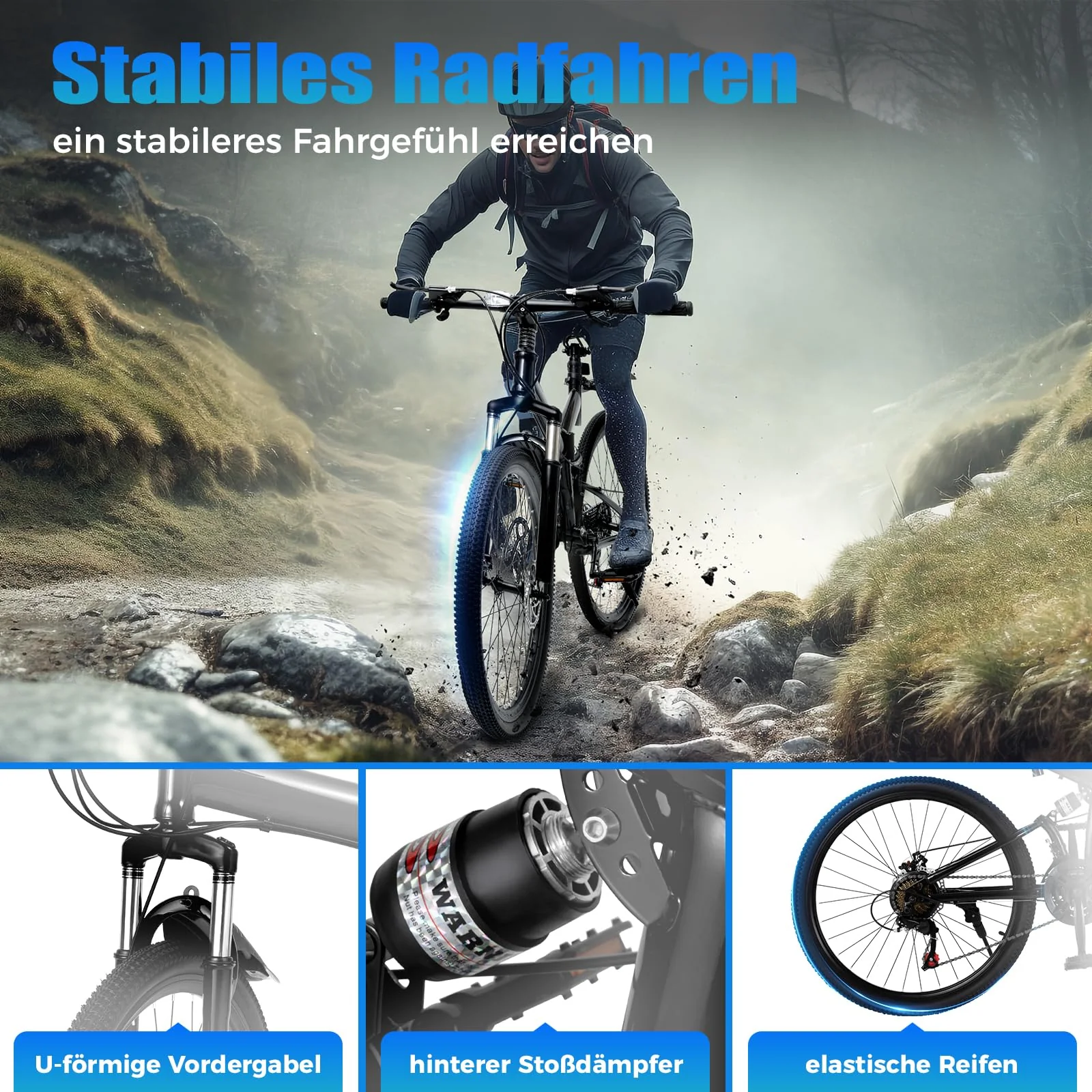 Charocean Mountainbike 26 Zoll Fahrrad Herren Fahrräder 21 Gang-Schaltung Mountain Bike Vollfederung Klapprad mit Scheibenbremse, Fahrrad für Jungen Herren und Damen - Image 3