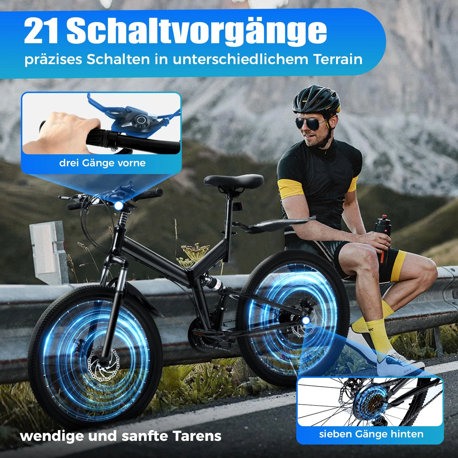 Charocean Mountainbike 26 Zoll Fahrrad Herren Fahrräder 21 Gang-Schaltung Mountain Bike Vollfederung Klapprad mit Scheibenbremse, Fahrrad für Jungen Herren und Damen - Image 4