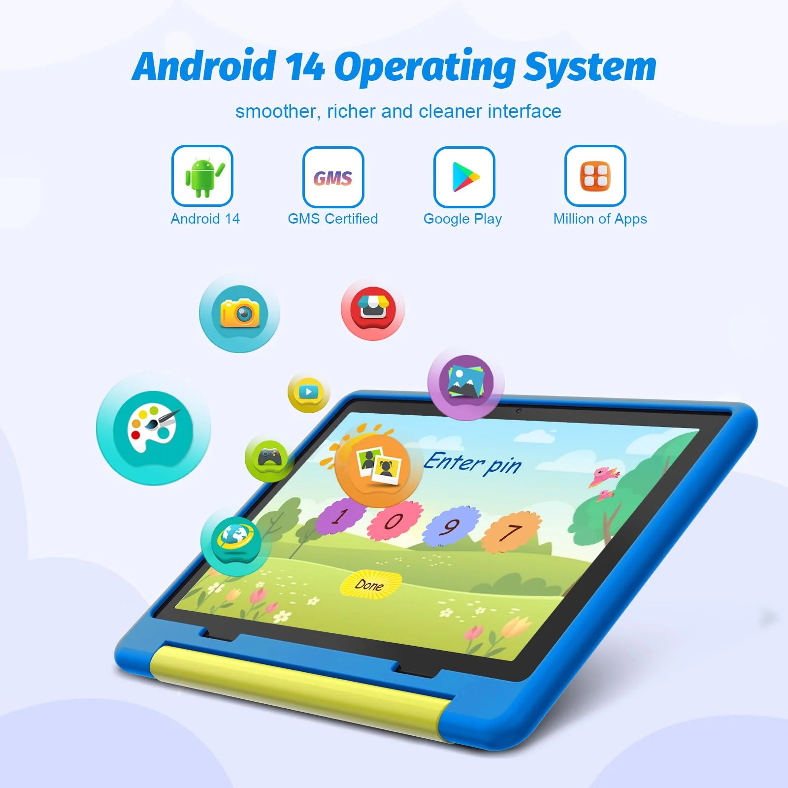 Cheerjoy Kinder Tablet 10 Zoll Android 14 Tablet für Kinder im Alter von 3-12 Jahren, Octa-Core, 8+64GB(TF 1TB), Kindersicherung, vorinstalliertes KIDOZ, 5G WiFi Tablet PC mit stoßfester Hülle-Blau - Image 8