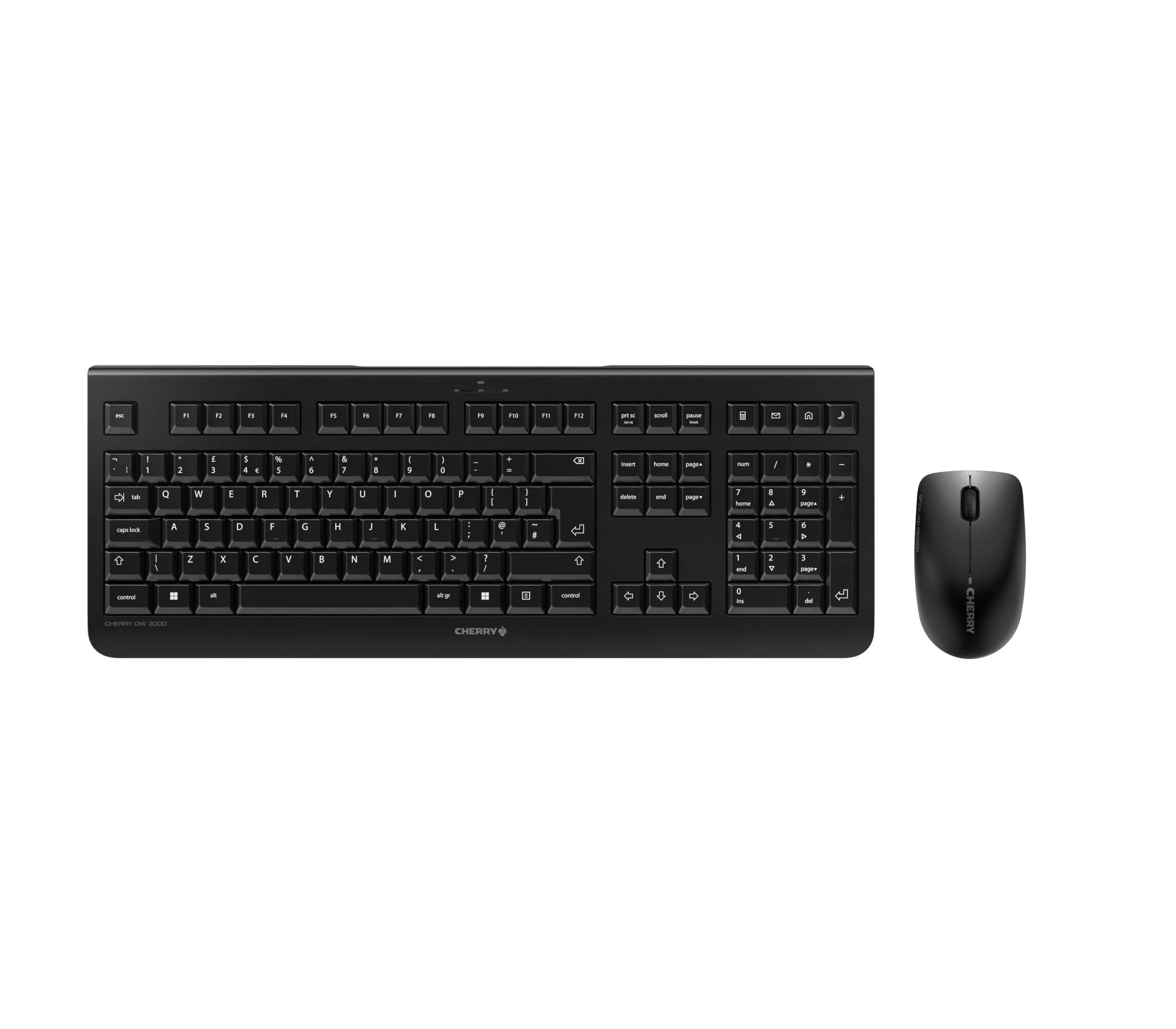 CHERRY DW 3000, Kabelloses Tastatur-Maus-Set, UK-Layout (QWERTY), 2,4 GHz Funk, Flaches Design, Geräuscharme Tasten, Symmetrische Maus, Schwarz - Image 3