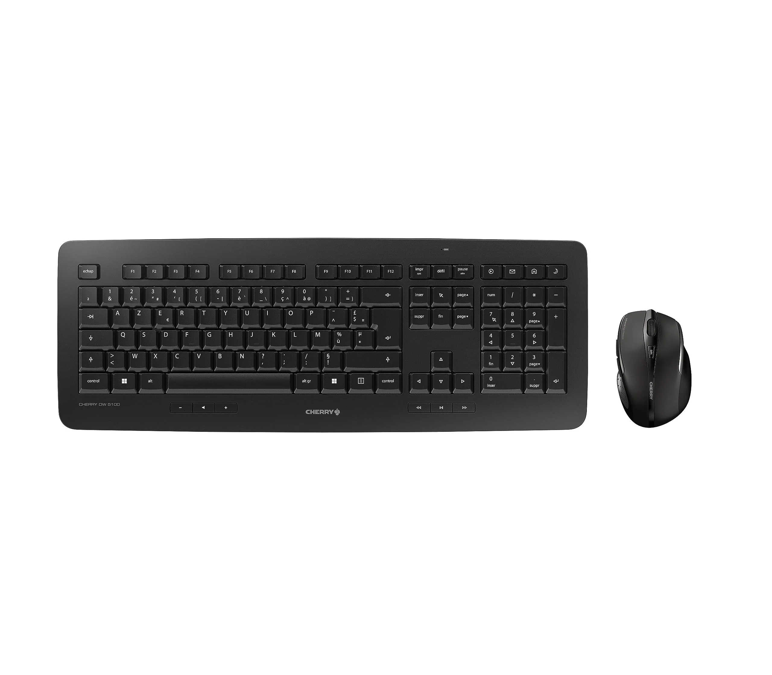CHERRY DW 5100, Kabelloses Tastatur-Maus-Set, Französisches Layout (AZERTY), 2,4 GHz Funk, Plug & Play, Ergonomische Maus, Batteriebetrieben, Schwarz - Image 3