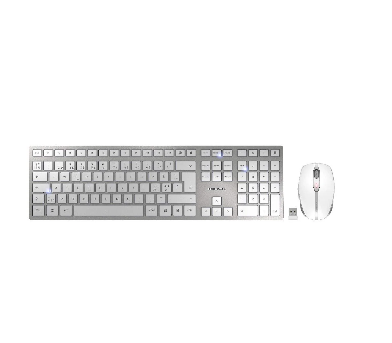 CHERRY DW 9000 SLIM, Kabelloses Tastatur- und Maus-Set, Französisches Layout (AZERTY), Bluetooth & 2,4 GHz Funk, Leise Tasten, Wiederaufladbar, Weiß-Silber - Image 13