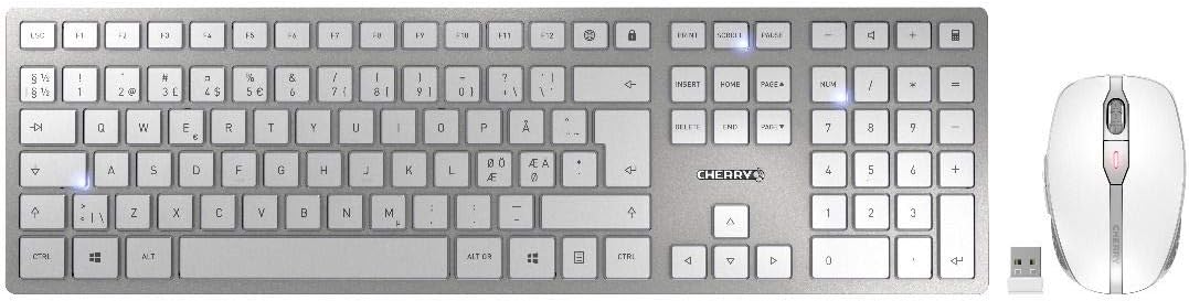 CHERRY DW 9000 SLIM, Kabelloses Tastatur- und Maus-Set, Französisches Layout (AZERTY), Bluetooth & 2,4 GHz Funk, Leise Tasten, Wiederaufladbar, Weiß-Silber - Image 7