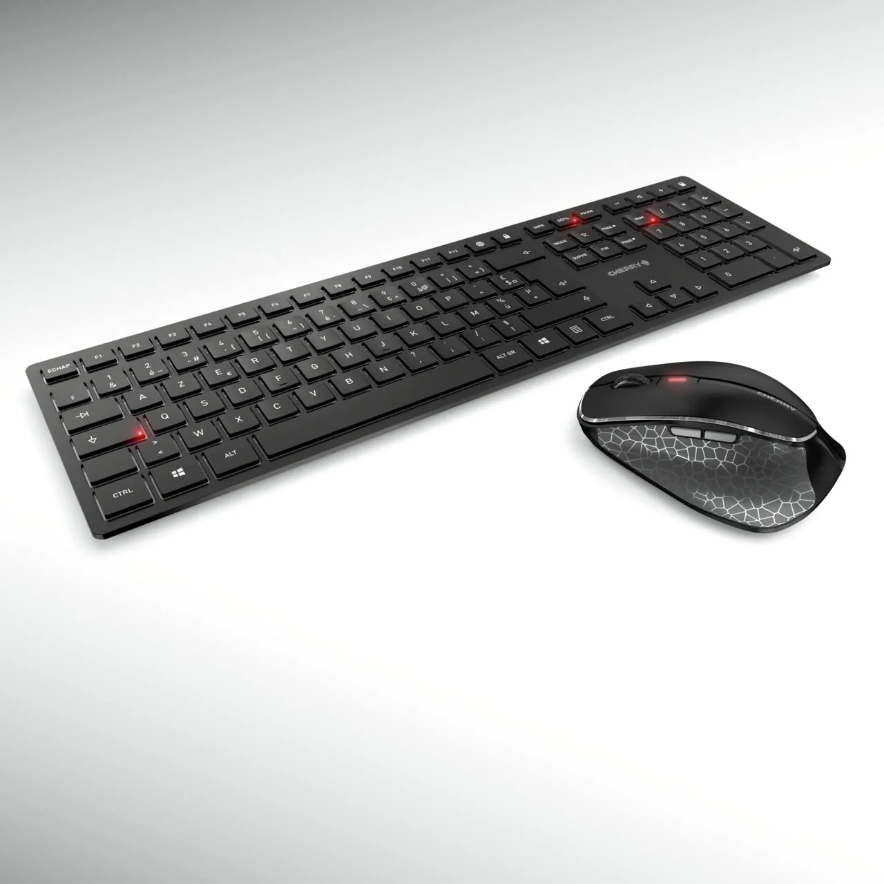 CHERRY DW 9500 SLIM, Kabelloses Tastatur- und Maus-Set, Belgisches Layout (AZERTY), Bluetooth oder 2,4 GHz Funk, Ergonomische Rechtshändermaus, Schwarz-Grau - Image 6