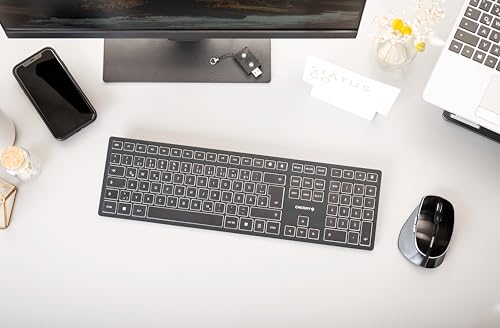 CHERRY DW 9500 SLIM, Kabelloses Tastatur- und Maus-Set, Deutsches Layout (QWERTZ), Bluetooth oder 2,4 GHz Funk, Ergonomische Rechtshändermaus, Schwarz-Grau - Image 9