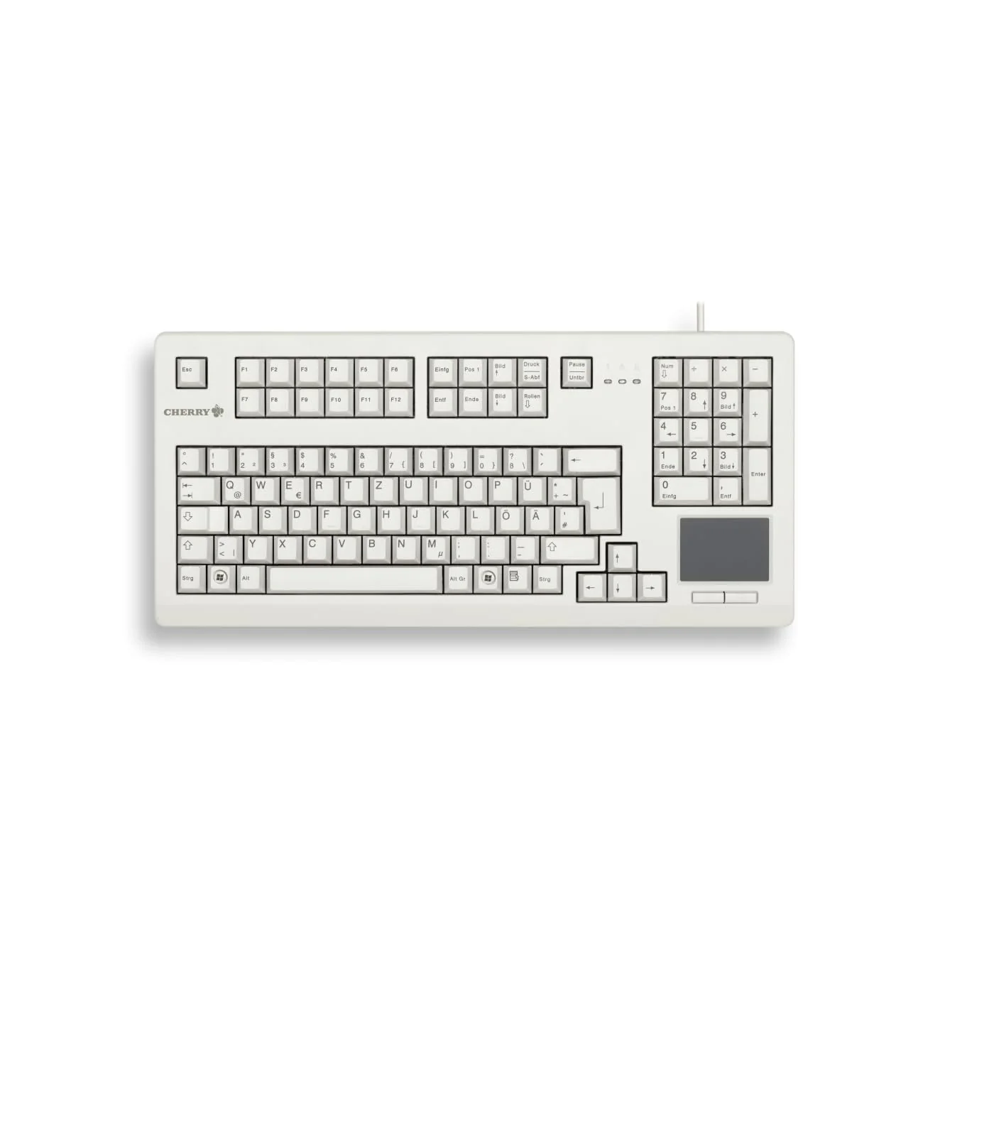 CHERRY G80-11900, Kabelgebundene Tastatur mit Touchpad, für Industrieanwendungen, Deutsches Layout (QWERTZ), für Dauereinsatz, mit Ziffernblock, Weiß - Image 3