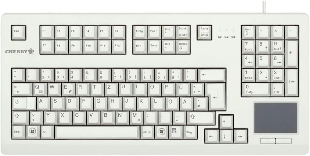 CHERRY G80-11900, Kabelgebundene Tastatur mit Touchpad, für Industrieanwendungen, Deutsches Layout (QWERTZ), für Dauereinsatz, mit Ziffernblock, Weiß - Image 5