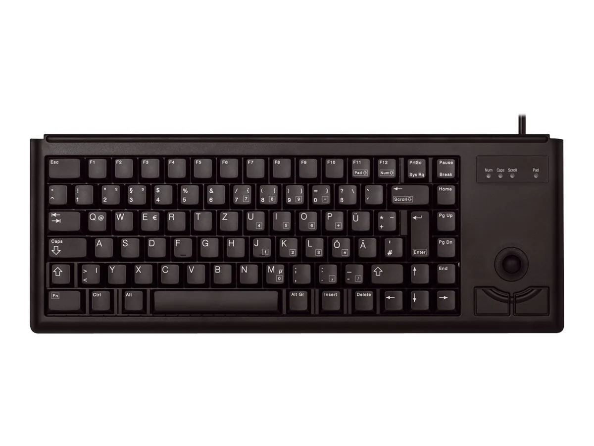 CHERRY G84-4400, Kompakte Tastatur mit Trackball, Deutsches Layout (QWERTZ), Kabelgebunden (USB-Anschluss), 2 Maustasten, Mechanische CHERRY ML Switches, Schwarz - Image 3