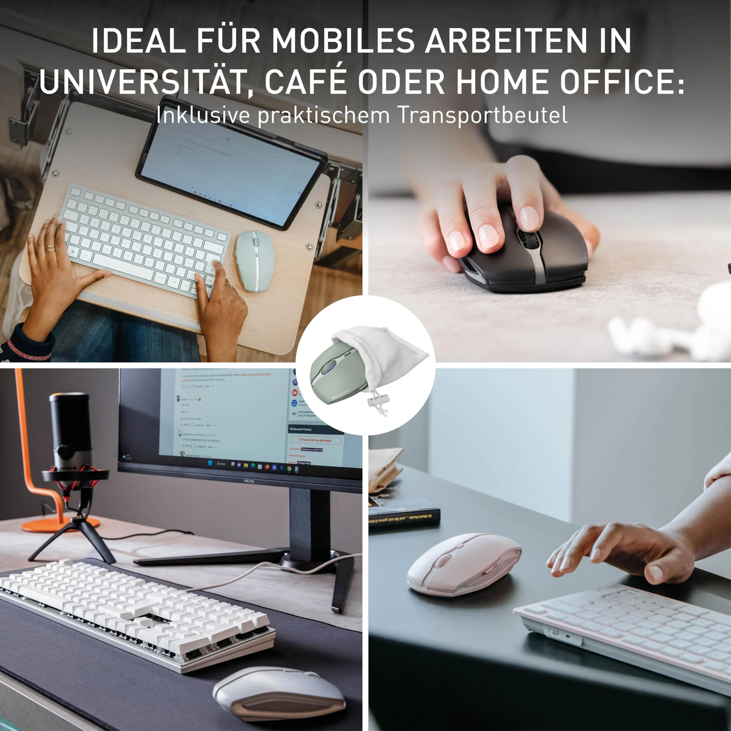 CHERRY GENTIX BT, Kabellose Bluetooth-Maus, Multi-Device-Funktion für bis zu 3 Geräte, Umschaltbare Auflösung (1000/2000 dpi), Batteriebetrieben, Agave Green - Image 2