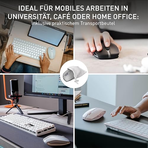 CHERRY GENTIX BT, Kabellose Bluetooth-Maus, Multi-Device-Funktion für bis zu 3 Geräte, Umschaltbare Auflösung (1000/2000 dpi), Batteriebetrieben, Frosted Silver - Image 4