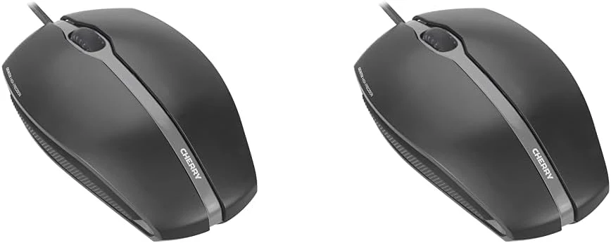 CHERRY GENTIX Corded Optical Mouse, kabelgebundene Maus mit 3 Tasten und hochauflösenden optischem 1000 DPI Sensor, geeignet für Rechts- und Linkshänder, gummierte Seiten, schwarz (Packung mit 2) - Image 4