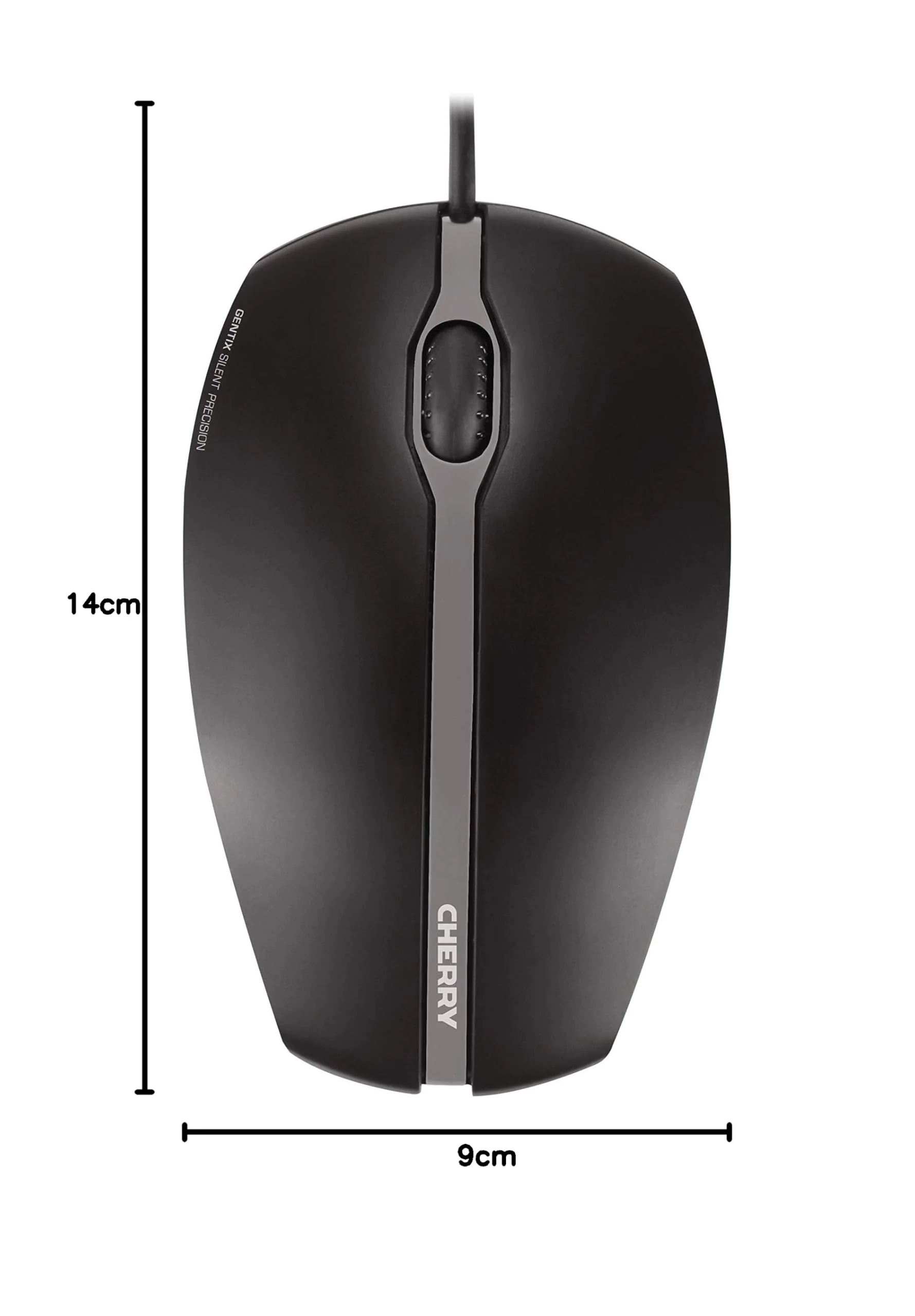 CHERRY GENTIX SILENT, Kabelgebundene Maus, Leise Tasten ohne Klickgeräusch, Optischer Sensor (1.000 dpi), Symmetrisches Design, Kabel 1,8 m, USB 2.0, Schwarz - Image 10