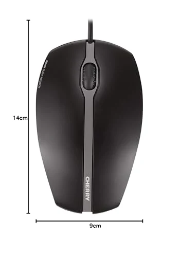 CHERRY GENTIX SILENT, Kabelgebundene Maus, Leise Tasten ohne Klickgeräusch, Optischer Sensor (1.000 dpi), Symmetrisches Design, Kabel 1,8 m, USB 2.0, Schwarz - Image 5