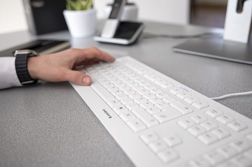 CHERRY KC 1000, Kabelgebundene Tastatur, Deutsches Layout (QWERTZ), Plug & Play über USB-Anschluss, Flaches Design, Flüsterleiser Tastenanschlag, Weiß-Grau - Image 11