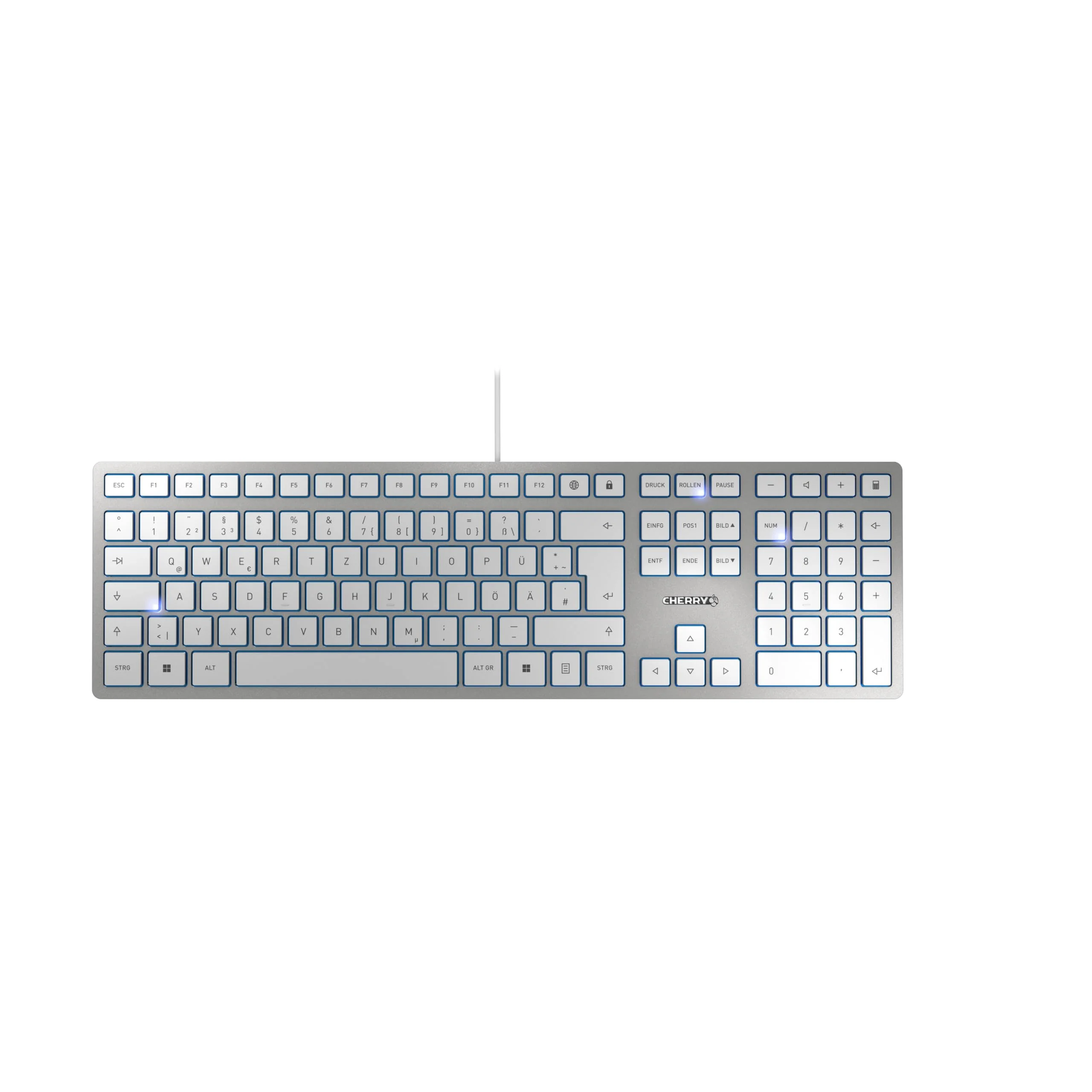 CHERRY KC 6000 SLIM, Ultraflache Design-Tastatur, Deutsches Layout (QWERTZ), Kabelgebunden (USB-A Anschluss), Leise Tasten, Langlebige Beschriftung, Silber - Image 3