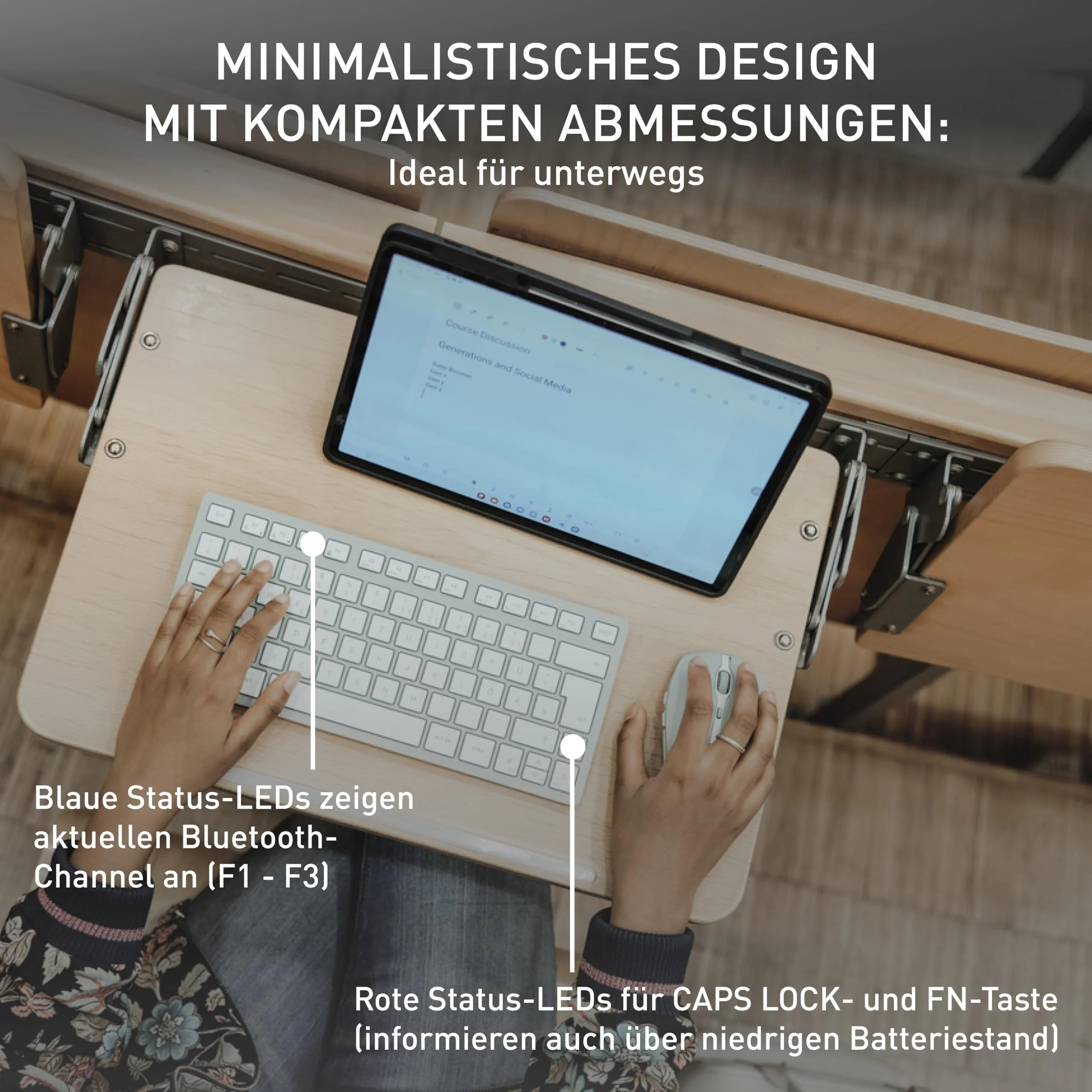 CHERRY KW 7100 MINI BT, Kompakte Multi-Device-Tastatur mit 3 Bluetooth-Kanälen, Deutsches Layout (QWERTZ), Flaches Design, inkl. Transporttasche, Agave Green - Image 2