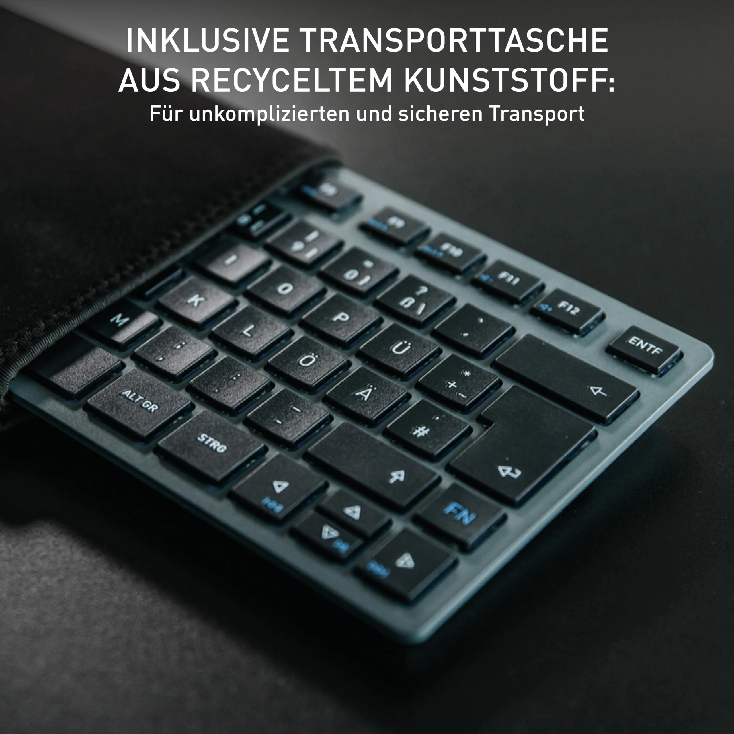 CHERRY KW 7100 MINI BT, Kompakte Multi-Device-Tastatur mit 3 Bluetooth-Kanälen, Deutsches Layout (QWERTZ), Flaches Design, inkl. Transporttasche, Agave Green - Image 3