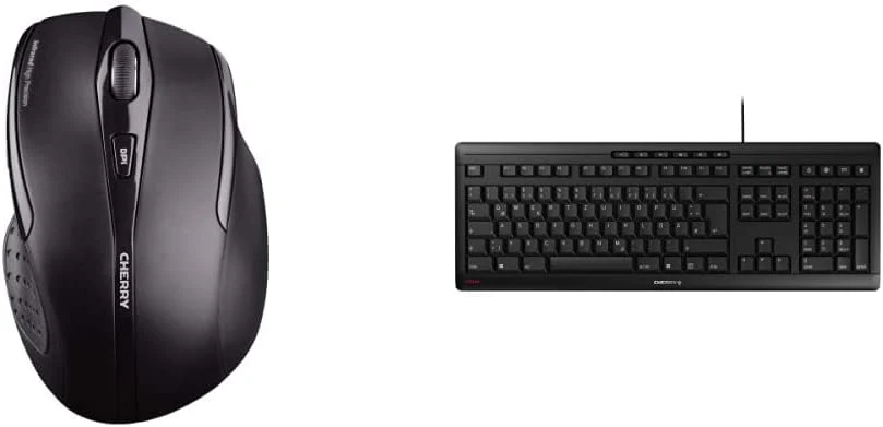 CHERRY MW 3000, kabellose Maus, ergonomische Rechtshändermaus, 6 Tasten-Maus schwarz & Stream Keyboard, Deutsches Layout, QWERTZ Tastatur, kabelgebundene Tastatur, schwarz - Image 4