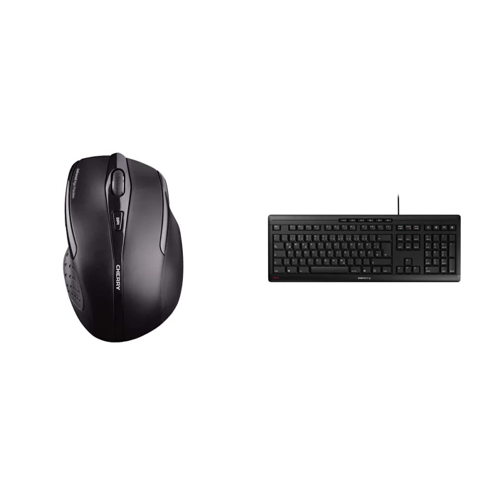 CHERRY MW 3000, kabellose Maus, ergonomische Rechtshändermaus, 6 Tasten-Maus schwarz & Stream Keyboard, Deutsches Layout, QWERTZ Tastatur, kabelgebundene Tastatur, schwarz - Image 6