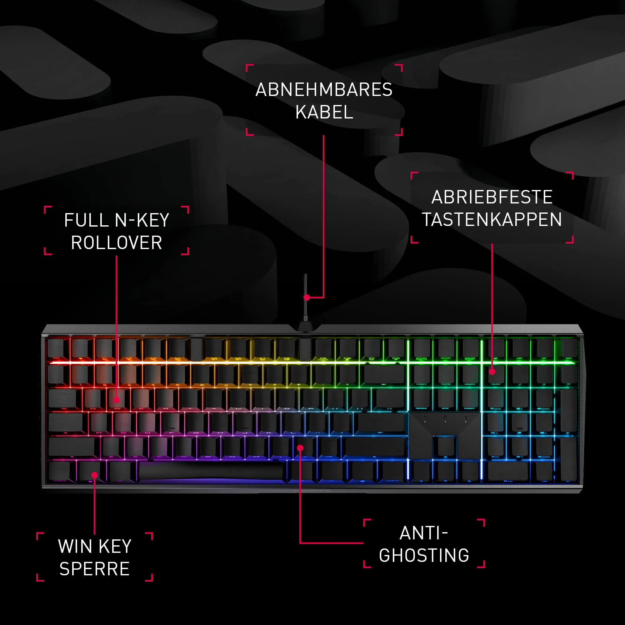 CHERRY MX BOARD 3.0 S, kabelgebundene Gaming-Tastatur mit RGB-Beleuchtung, Deutsches Layout (QWERTZ), MX BROWN Switches, Schwarz - Image 6