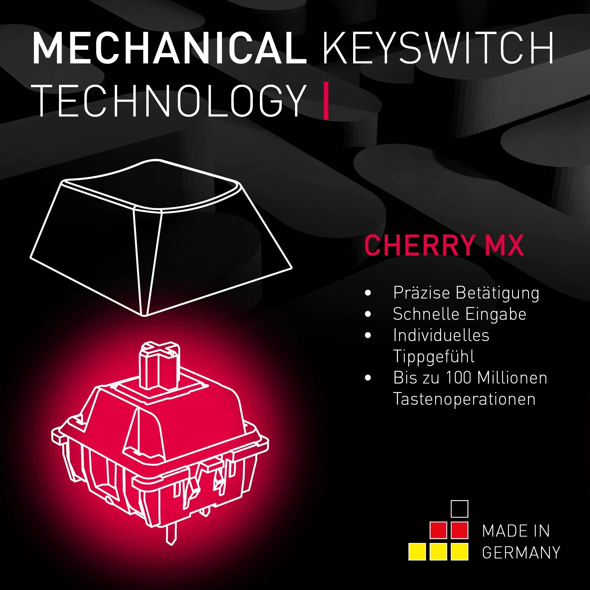 CHERRY MX BOARD 3.0 S, kabelgebundene Gaming-Tastatur mit RGB-Beleuchtung, Deutsches Layout (QWERTZ), MX SILENT RED Switches, Schwarz - Image 4