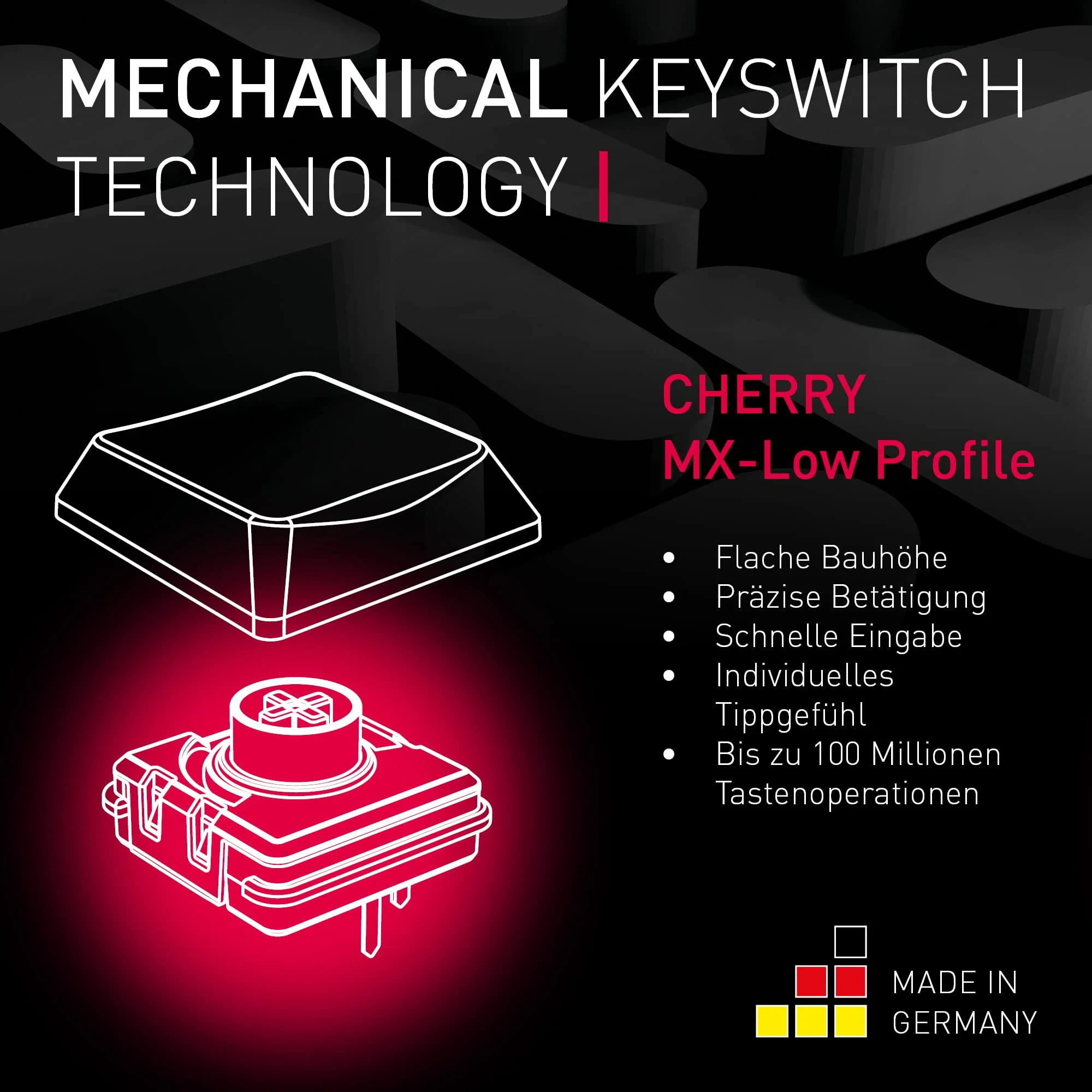CHERRY MX-LP 2.1 Compact Wireless, Kabellose Gaming-Tastatur mit 69 Tasten, Deutsches Layout (QWERTZ), Mechanische MX LOW PROFILE SPEED Switches, Schwarz - Image 6