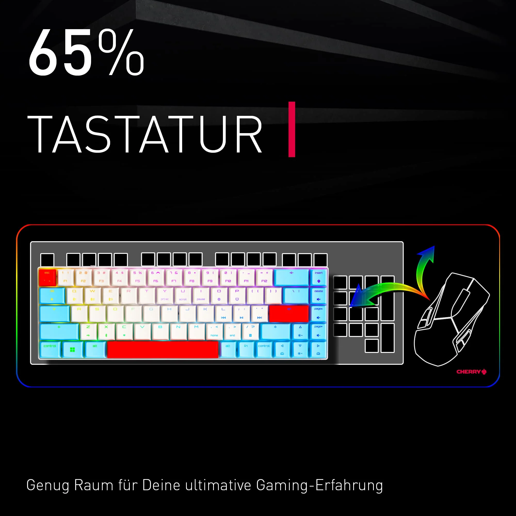 CHERRY MX-LP 2.1 Compact Wireless, Kabellose Gaming-Tastatur mit 69 Tasten, Deutsches Layout (QWERTZ), Mechanische MX LOW PROFILE SPEED Switches, Schwarz - Image 7