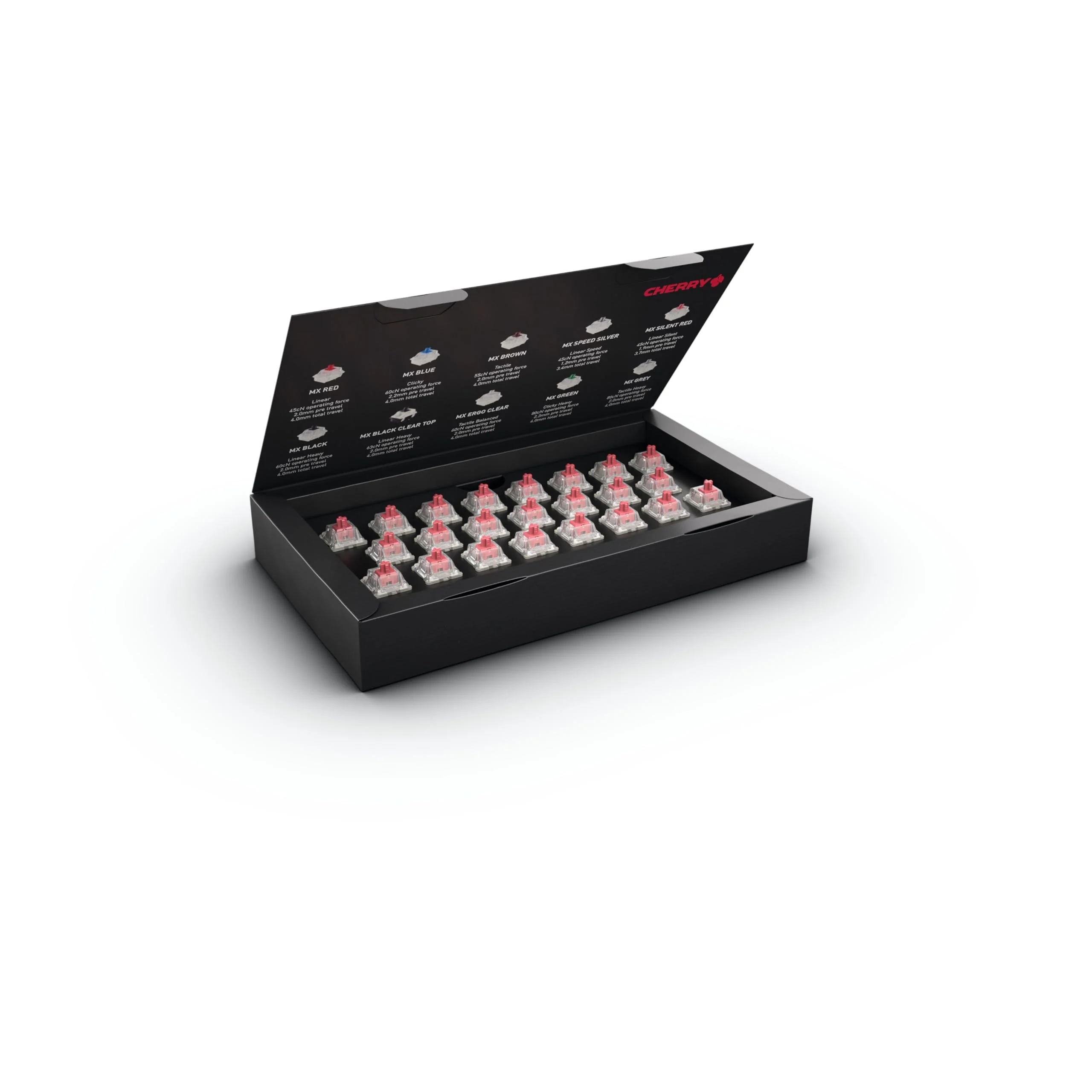CHERRY MX RGB SILENT RED Switch Kit, 23 Mechanische Tastatur-Schalter, für DIY, Hot Swap oder Gaming-Keyboard, Linearer Switch ohne Klick, Leichtgängig & Leise - Image 5