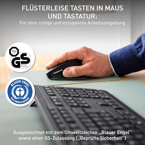 CHERRY STREAM DESKTOP COMFORT, Kabelloses Tastatur-Maus-Set, Deutsches Layout (QWERTZ), 2,4 GHz Funk, Leise Tasten, Ergonomische Rechtshändermaus, Schwarz - Image 7