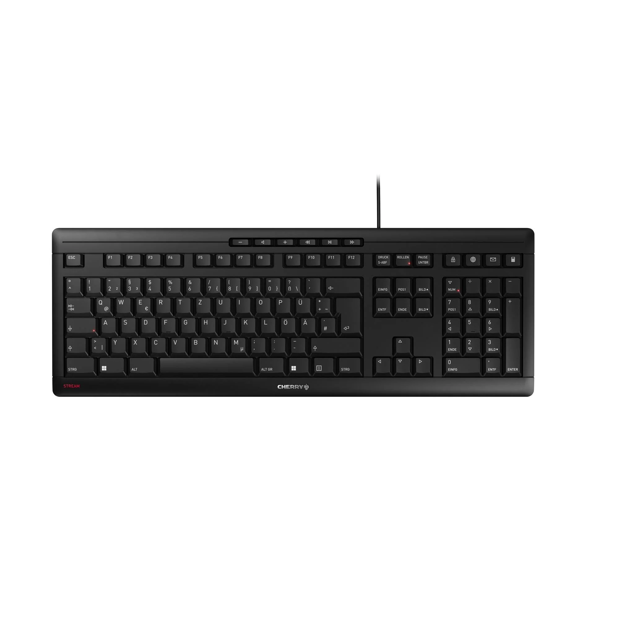 CHERRY STREAM KEYBOARD, Kabelgebundene Tastatur, Deutsches Layout (QWERTZ), Flüsterleiser Tastenanschlag, Einzigartiges Tippgefühl, Flaches Design, Schwarz - Image 2