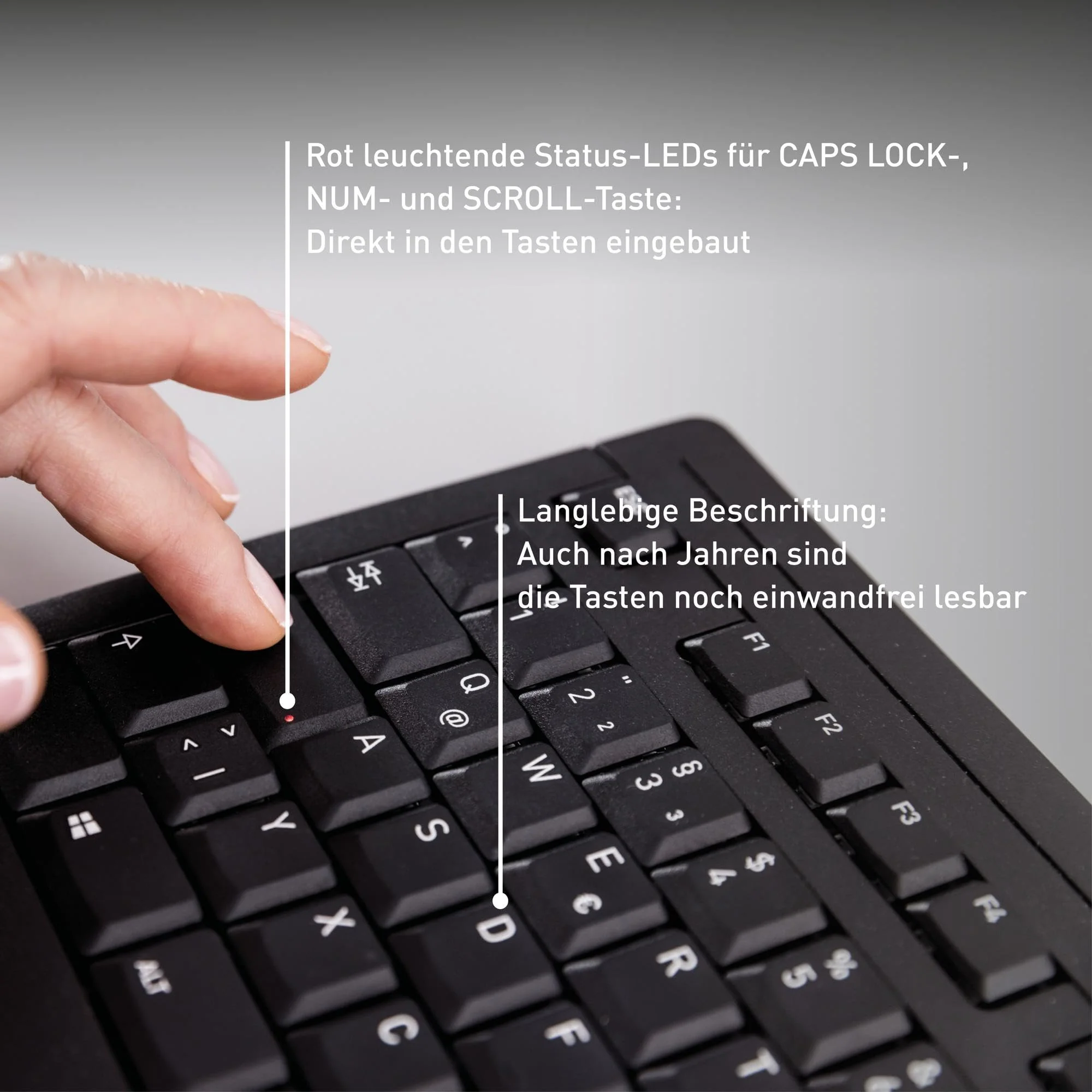 CHERRY STREAM KEYBOARD, Kabelgebundene Tastatur, Deutsches Layout (QWERTZ), Flüsterleiser Tastenanschlag, Einzigartiges Tippgefühl, Flaches Design, Schwarz - Image 3
