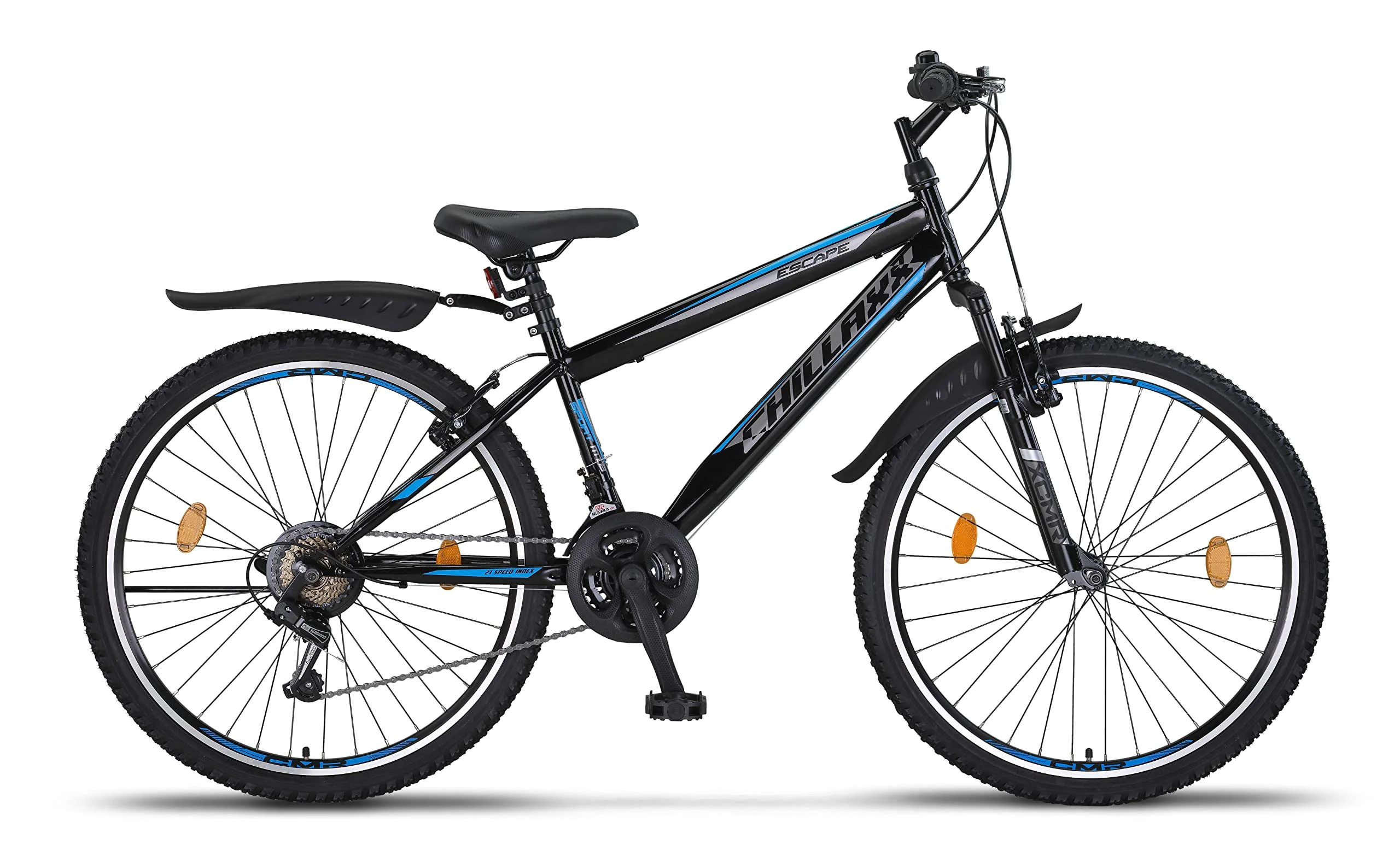 Chillaxx Bike Escape Premium Mountainbike in 24 und 26 Zoll Fahrrad für Mädchen Jungen Herren und Damen - 21 Gang Schaltung (26 Zoll, Schwarz-Blau V-Bremse) - Image 3