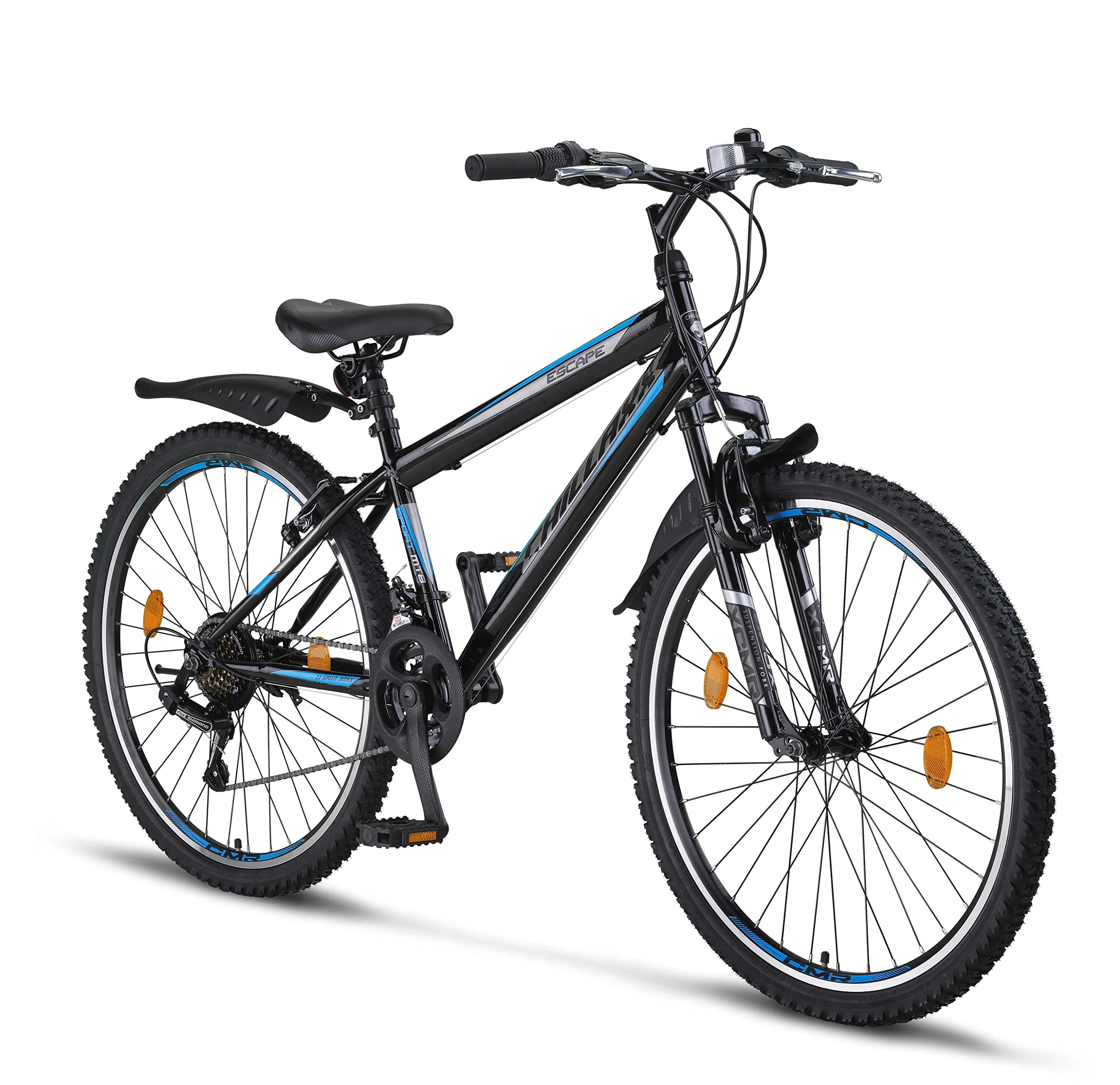 Chillaxx Bike Escape Premium Mountainbike in 24 und 26 Zoll Fahrrad für Mädchen Jungen Herren und Damen - 21 Gang Schaltung (26 Zoll, Schwarz-Blau V-Bremse) - Image 5