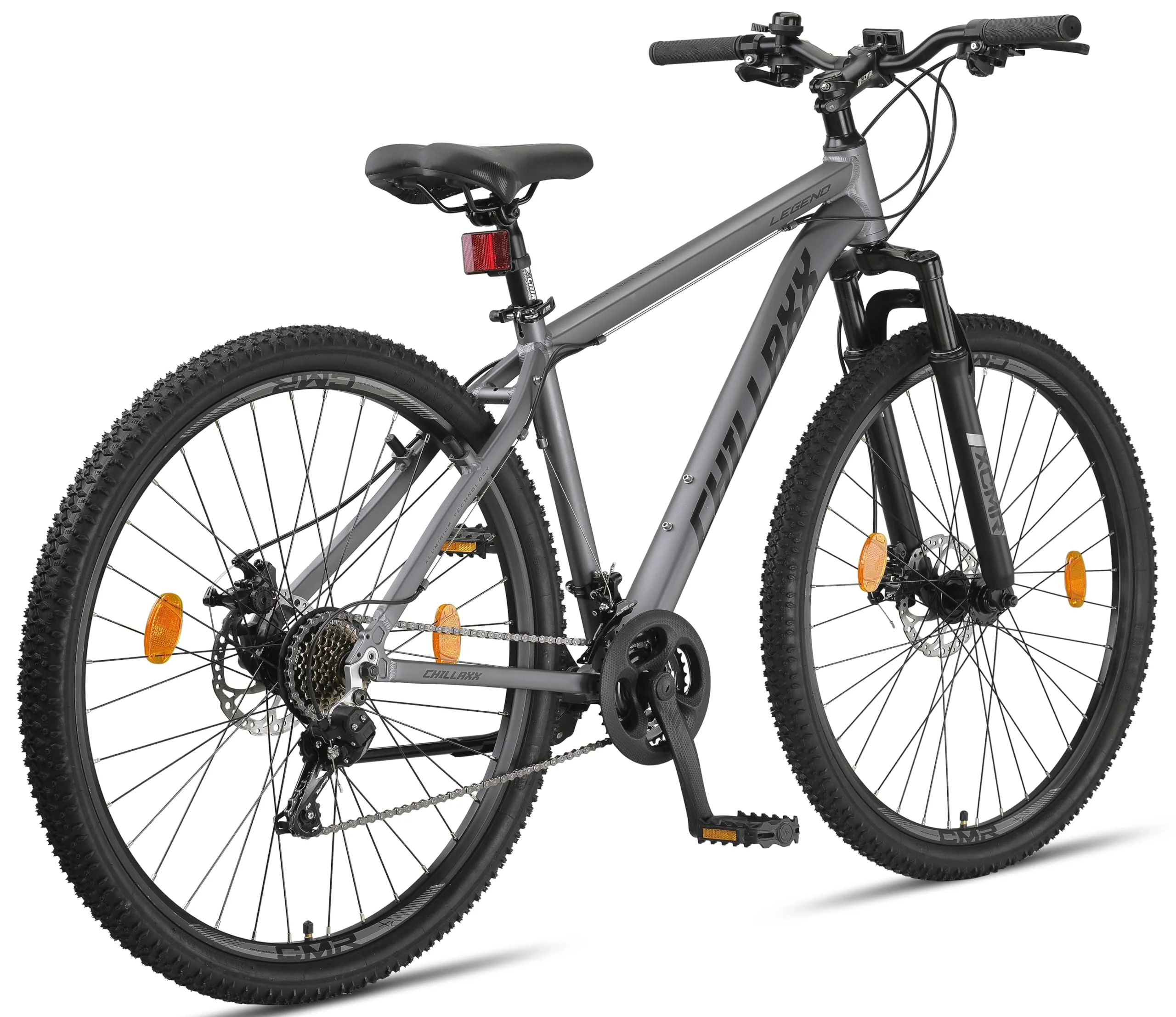 Chillaxx Bike Legend Aluminium 24, 26, 27,5 und 29 Zoll, Mountainbike MTB Fahrrad für Jungen Mädchen Herren und Damen 21 Gang Schaltung Herrenrad Damenrad (29 Zoll, Grau Disc-Bremse) - Image 8