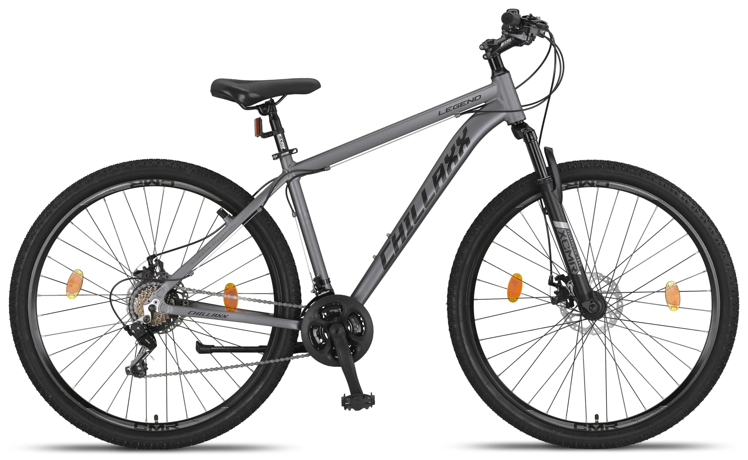 Chillaxx Bike Legend Aluminium 24, 26, 27,5 und 29 Zoll, Mountainbike MTB Fahrrad für Jungen Mädchen Herren und Damen 21 Gang Schaltung Herrenrad Damenrad (29 Zoll, Grau Disc-Bremse) - Image 9