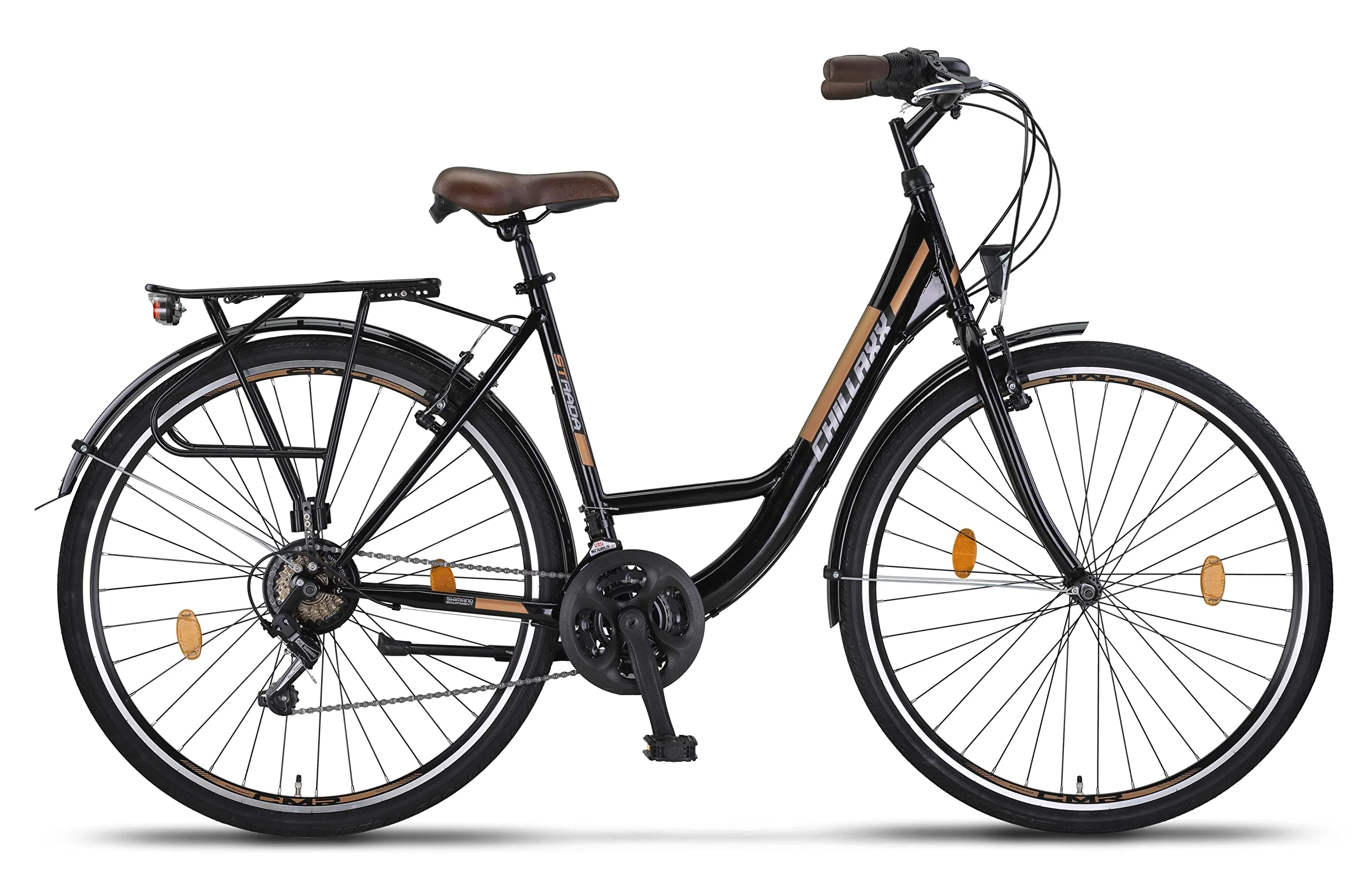 Chillaxx Bike Strada Premium City Bike in 26 und 28 Zoll - Fahrrad für Mädchen, Jungen, Herren und Damen - 21 Gang-Schaltung - Hollandfahrrad Citybike (28 Zoll, Schwarz V-Bremse) - Image 9
