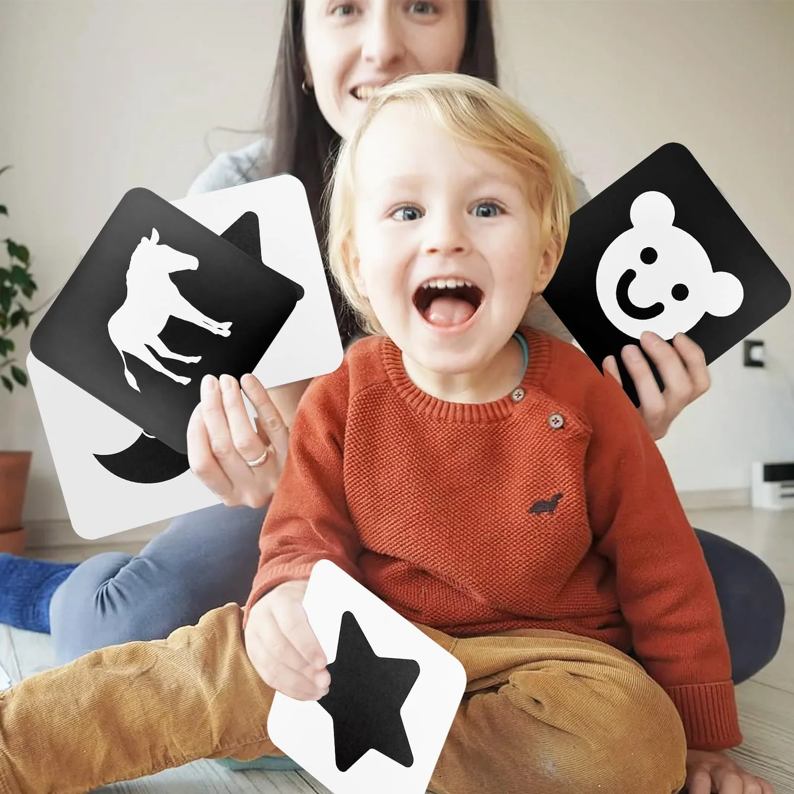 Chiluxendo 20 Stück Kontrastkarten, Schwarz Weiss Spielzeug, Neugeborenen Spielzeug, Kontrastkarte, 0-3 Monate Kontrastbilder Baby - Image 6