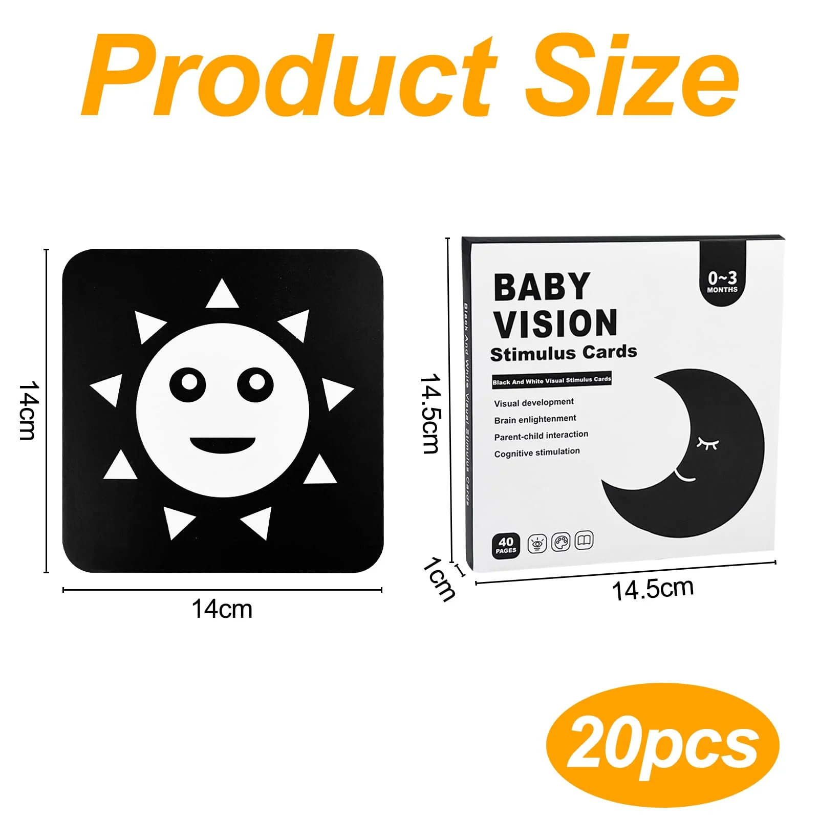 Chiluxendo 20 Stück Kontrastkarten, Schwarz Weiss Spielzeug, Neugeborenen Spielzeug, Kontrastkarte, 0-3 Monate Kontrastbilder Baby - Image 7